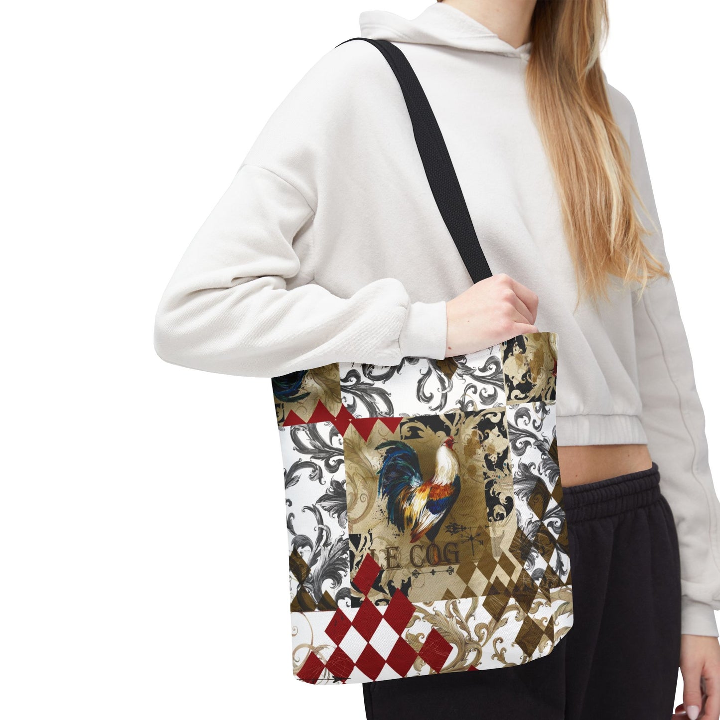 Parisian Rooster Tote Bag, Utility Tote - French Provincial Cock Tote - Fashion Tote - Le Cog - Le Coq