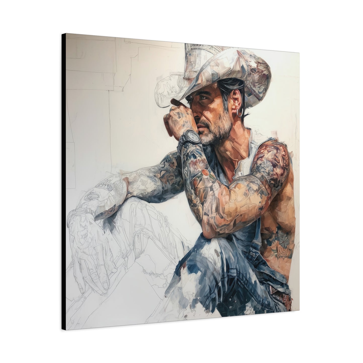 Gallery Wrapped Canvas, Wranglers and Wreckage Art Canvas, Erotic Pinup Art Canvas – Jace