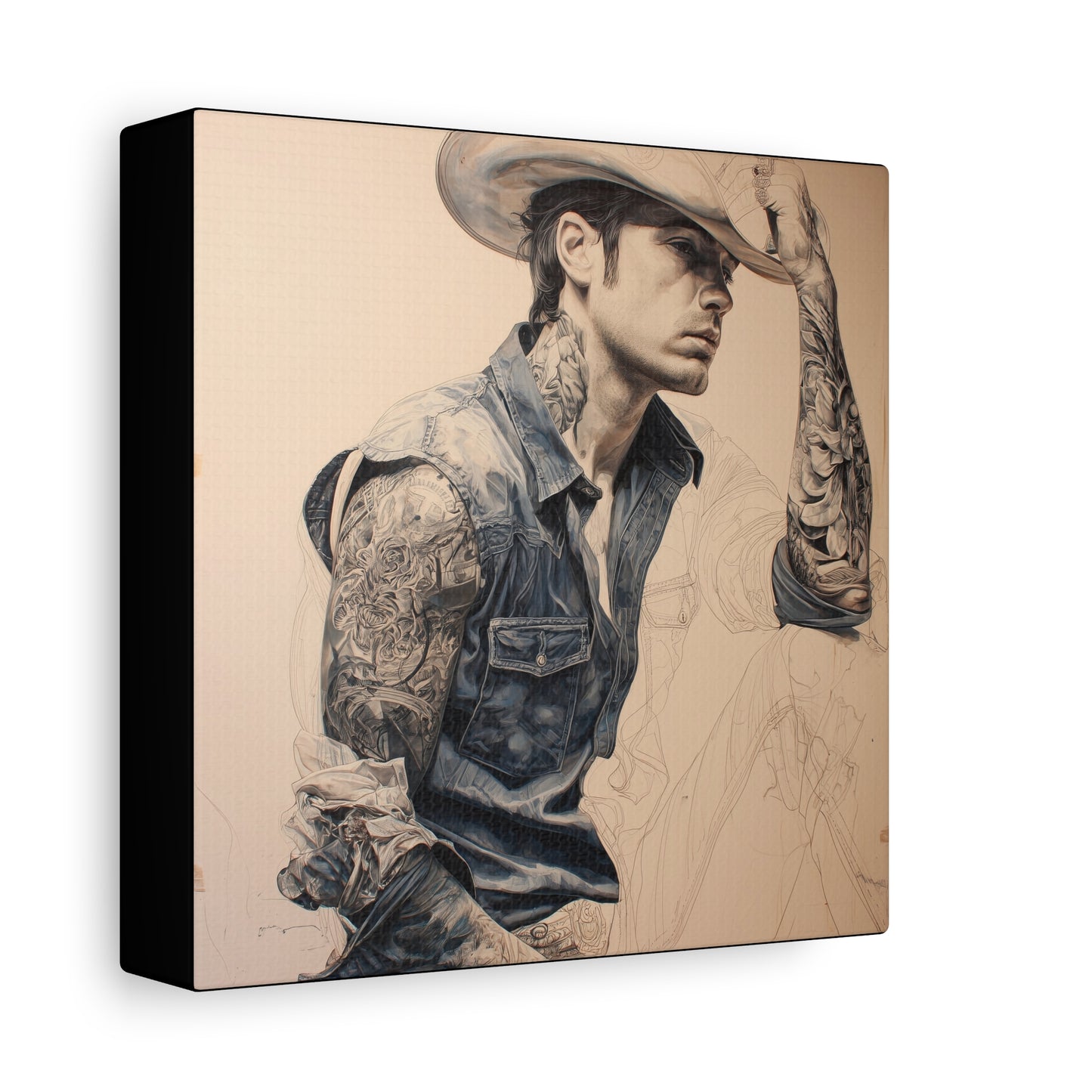 Gallery Wrapped Canvas, Wranglers and Wreckage Art Canvas, Erotic Pinup Art Canvas – Clay