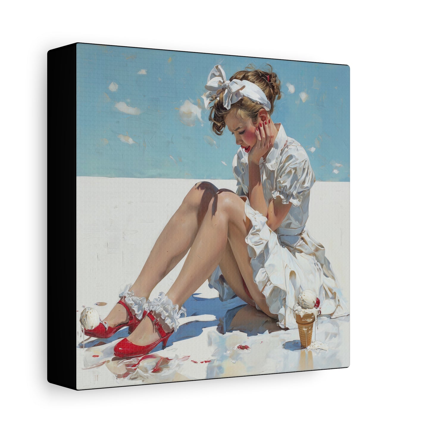 Gallery Wrapped Canvas, Sweet Summer Nostalgia, Sugar and Spice Art Canvas, Ice Cream Dreams Art – Polly