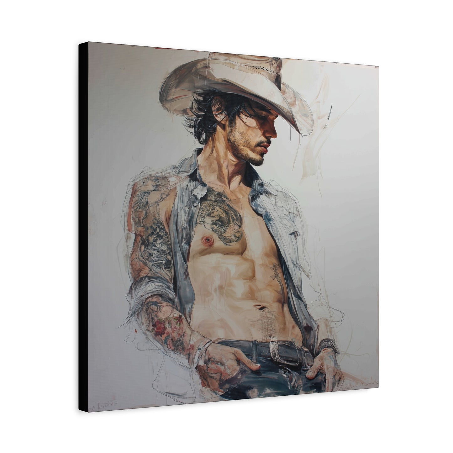 Gallery Wrapped Canvas, Wranglers and Wreckage Art Canvas, Erotic Pinup Art Canvas – Sawyer