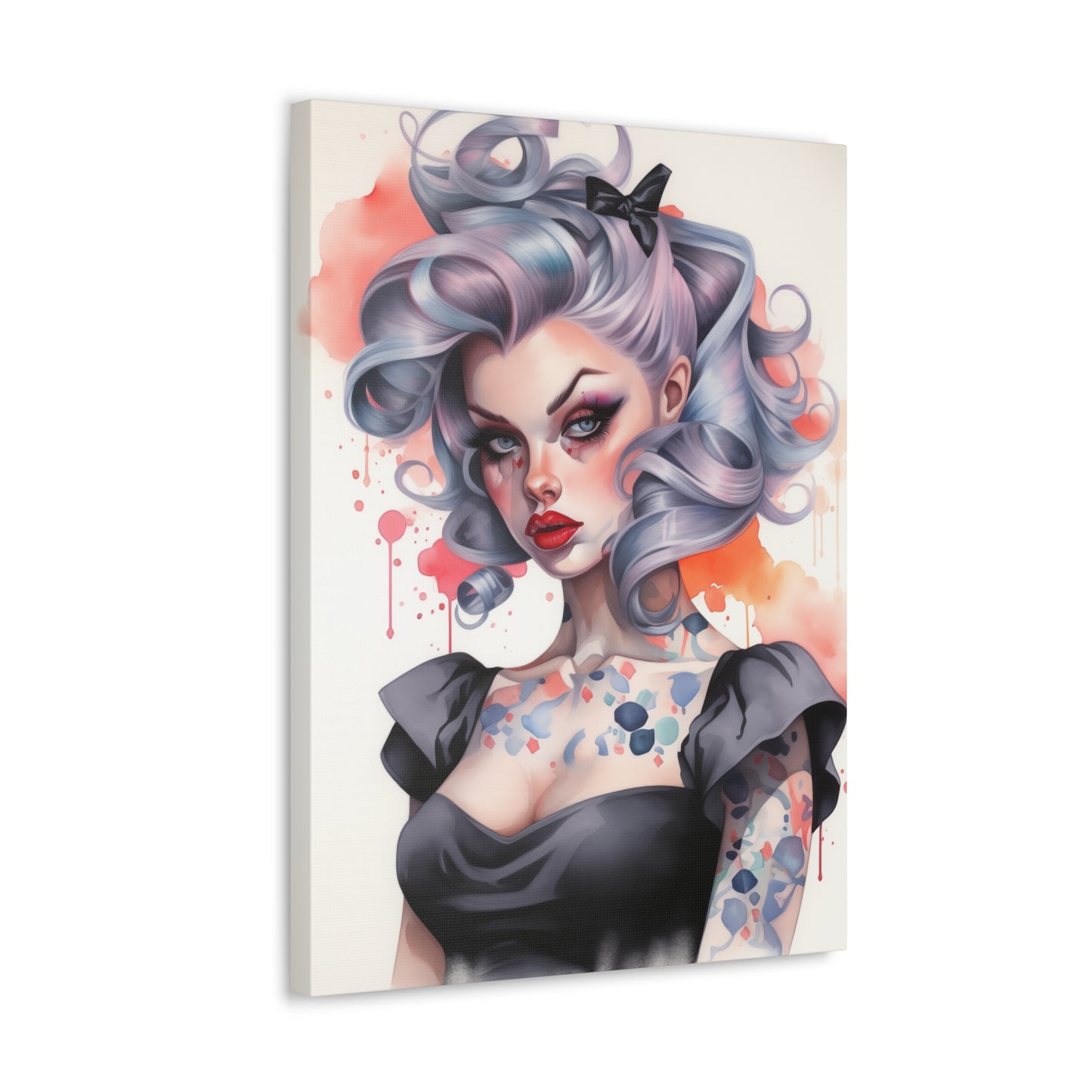Gallery Wrapped Canvas, Edgy Tattooed Beauty, Urban Pop Art Canvas – Noelle
