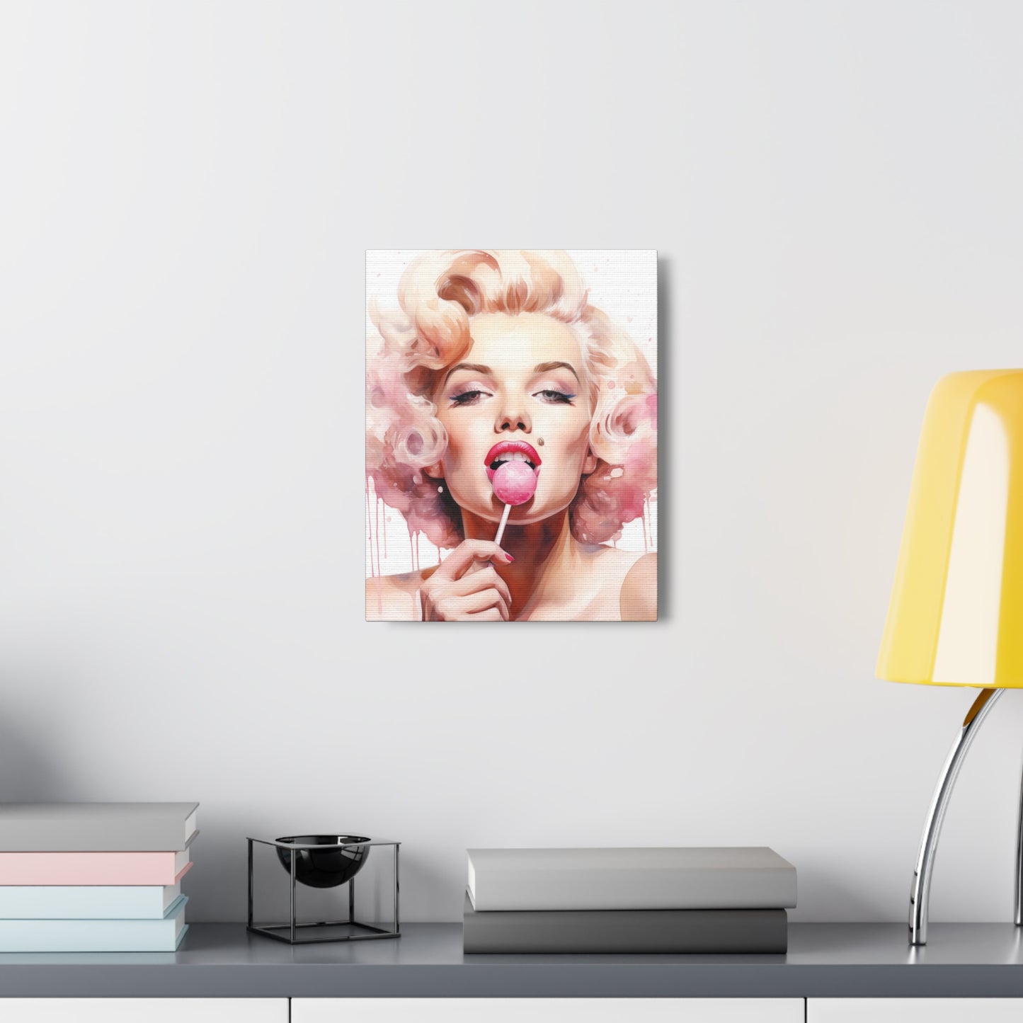 Canvas Wall Art, Gallery Wrapped Pop Art, Celebrity Wall Art – Marilyn Monroe - Lollipop