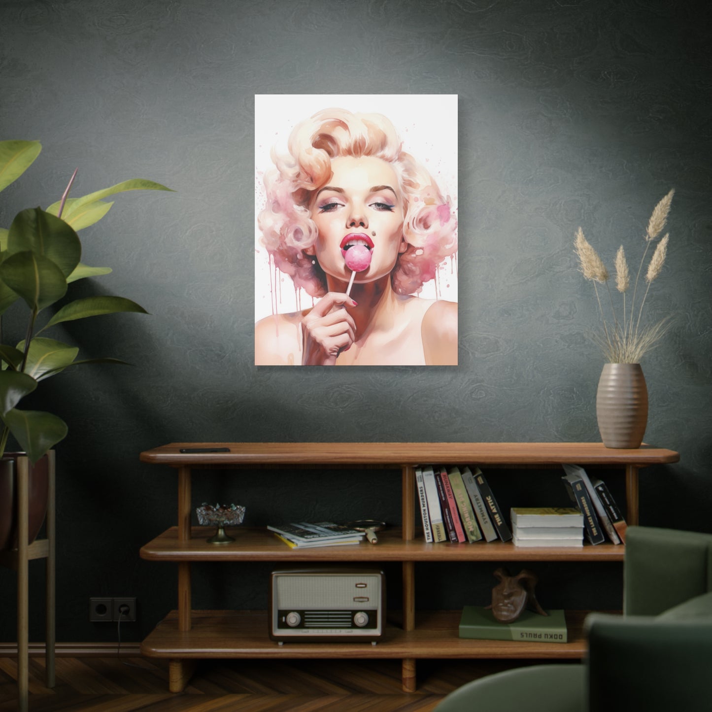Canvas Wall Art, Gallery Wrapped Pop Art, Celebrity Wall Art – Marilyn Monroe - Lollipop