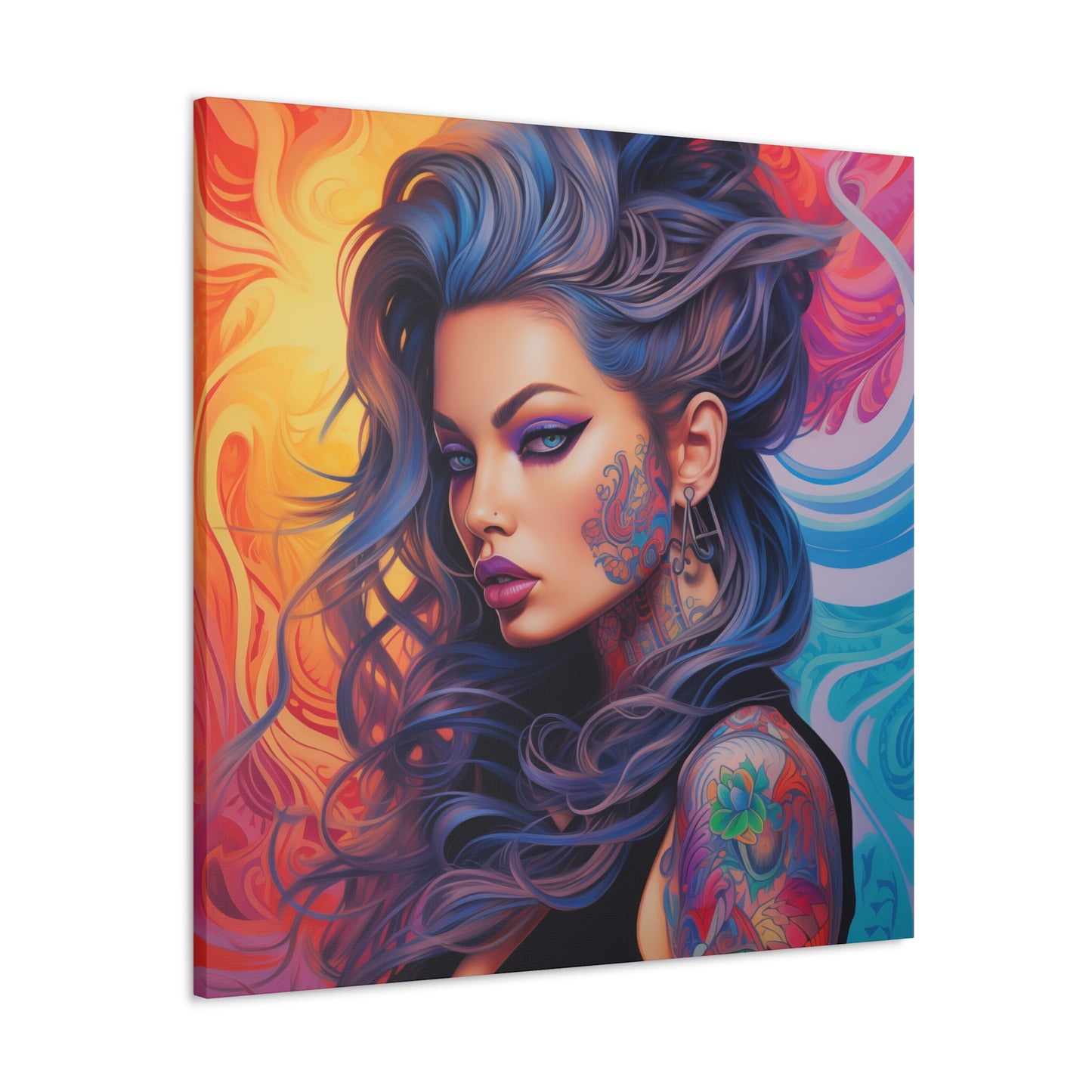 Gallery Wrapped Canvas, Edgy Tattooed Beauty, Urban Pop Art Canvas – Faye