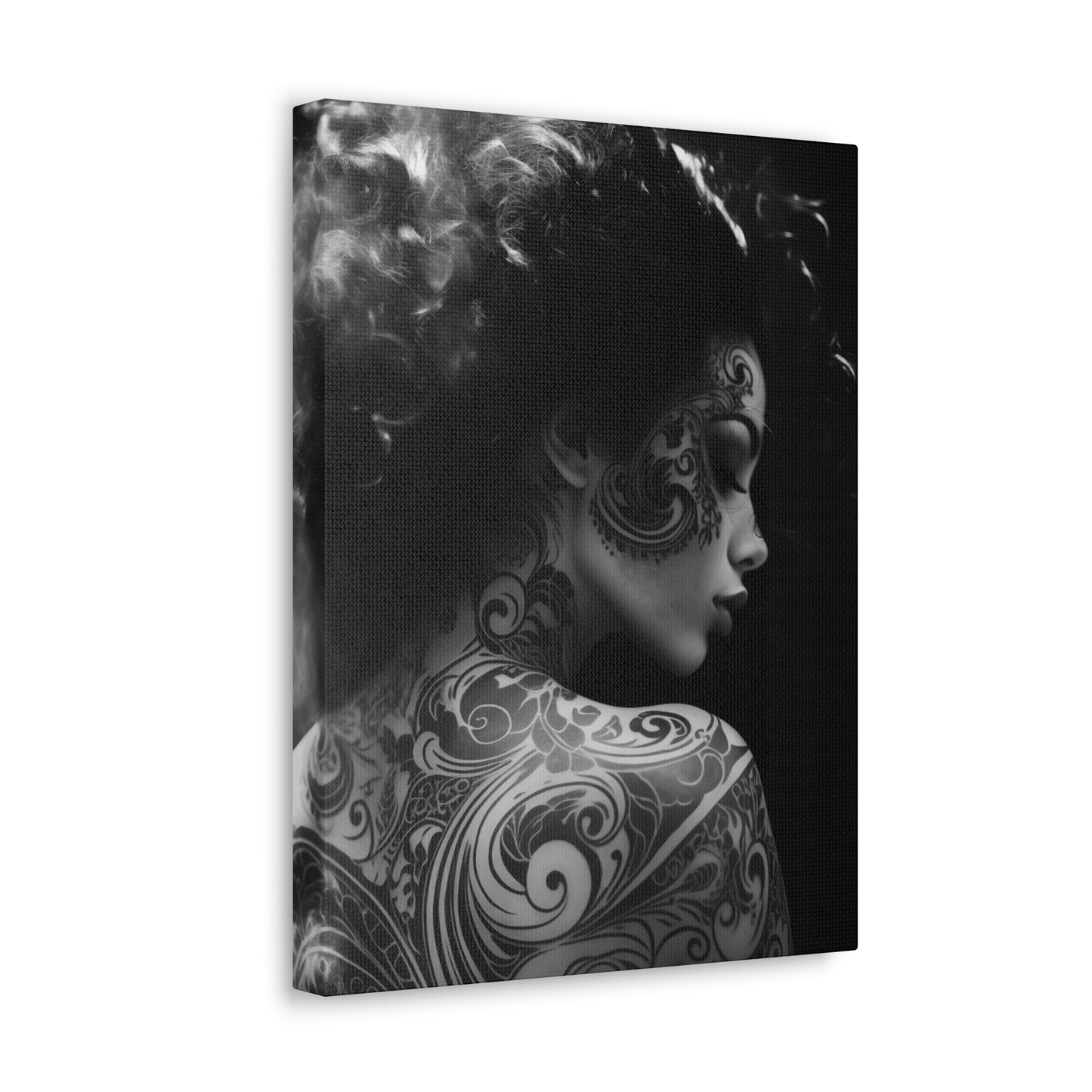 Canvas Gallery Wrap - Black and White Photography - Tattooed and Smoking Again