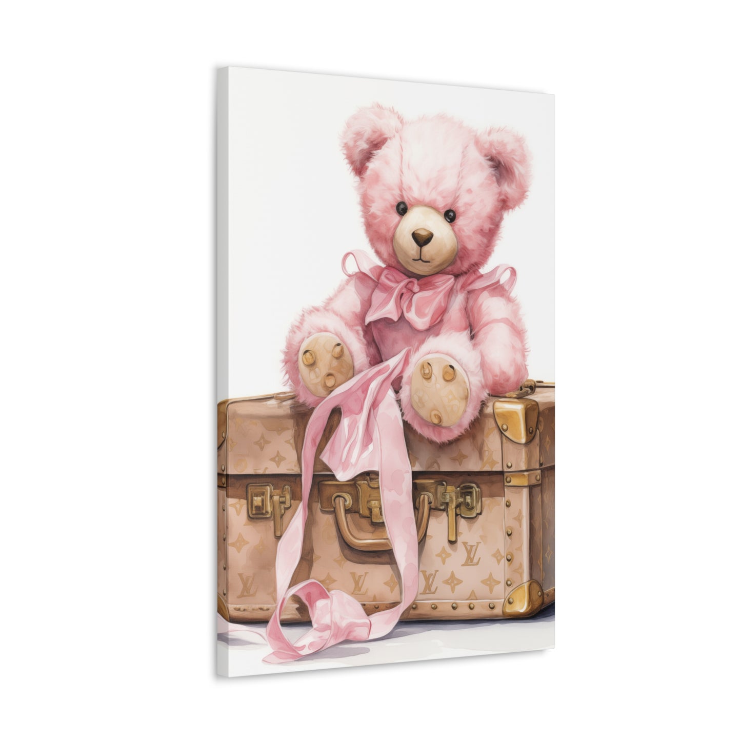 Canvas Gallery Wrap - LV Bear Wall Art - Gold Buttons