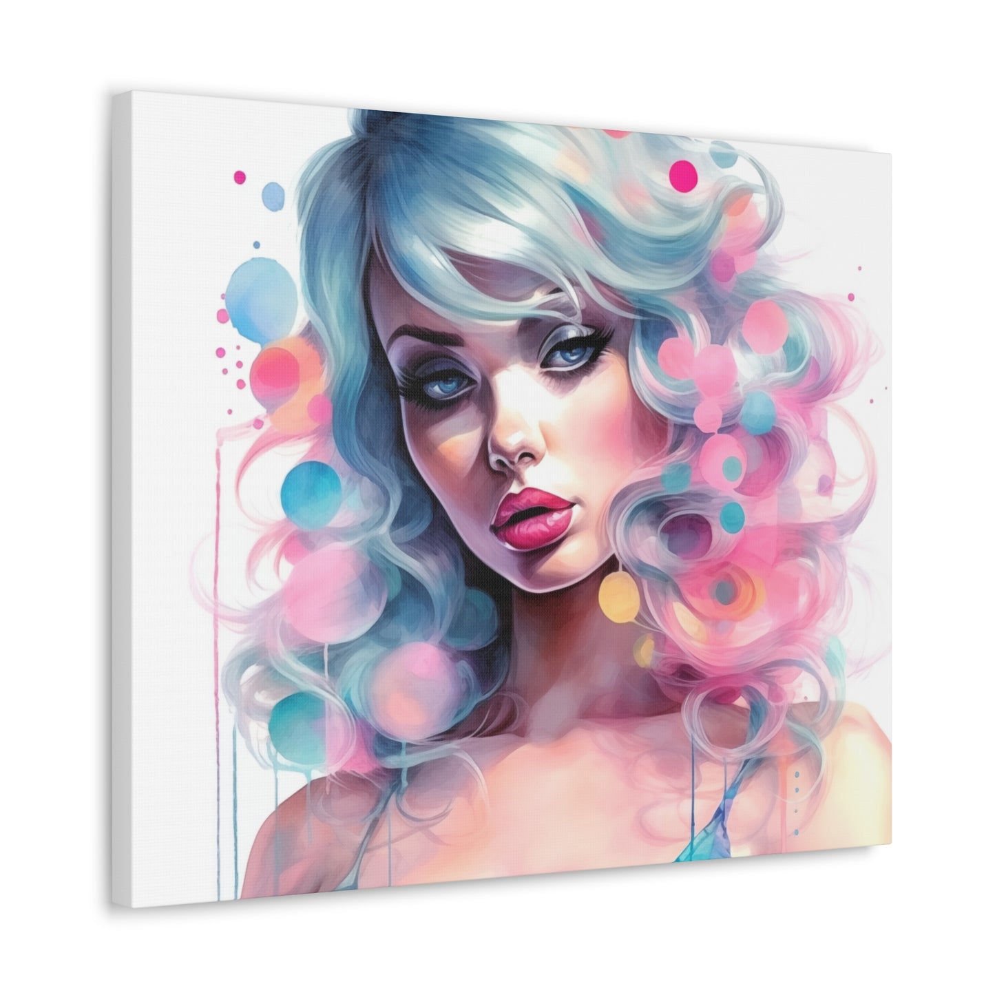 Canvas Gallery Wrapped High-Fashion Wall Art, Stylish Decor, Retro Femme Doll Pop Art – Sylvie