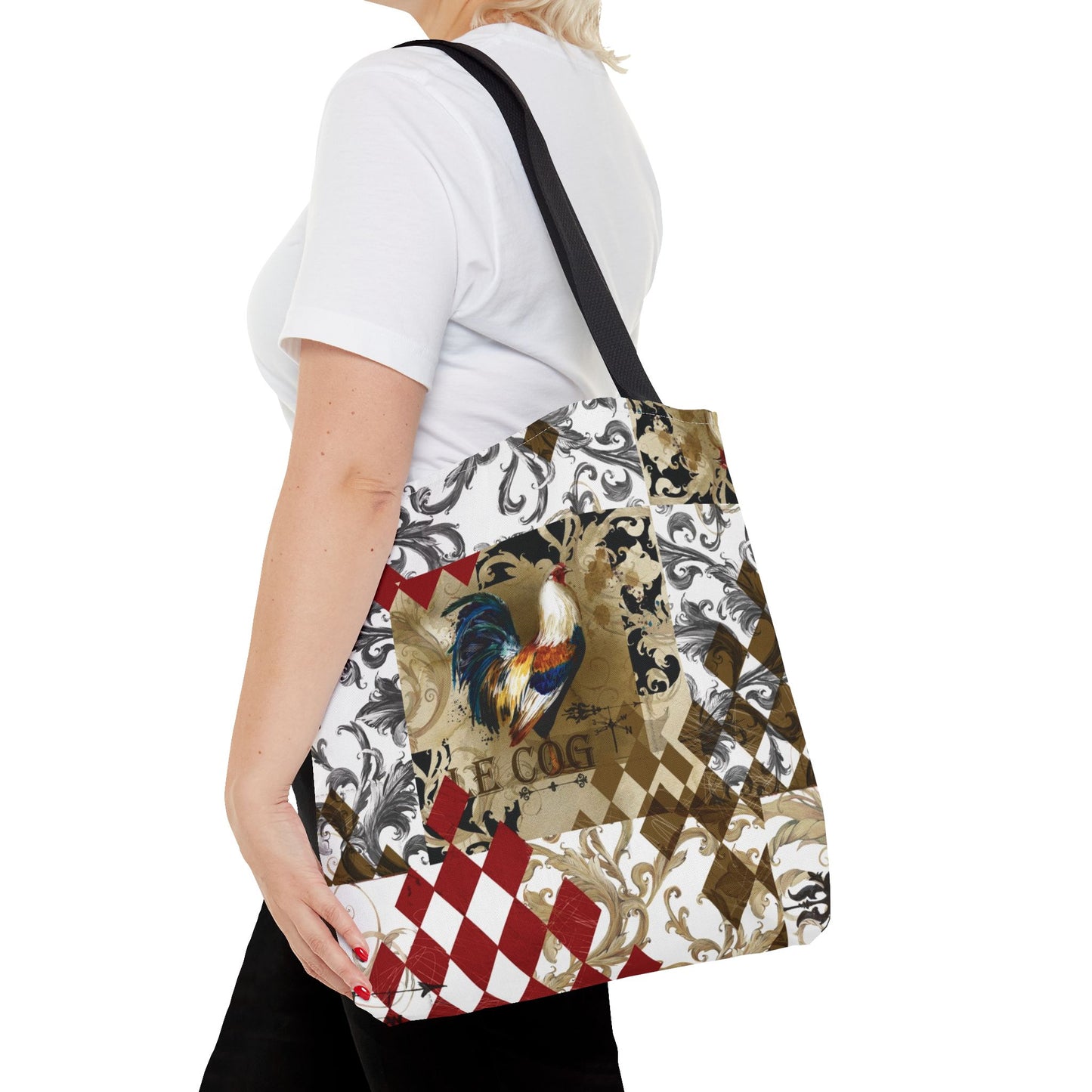 Parisian Rooster Tote Bag, Utility Tote - French Provincial Cock Tote - Fashion Tote - Le Cog - Le Coq