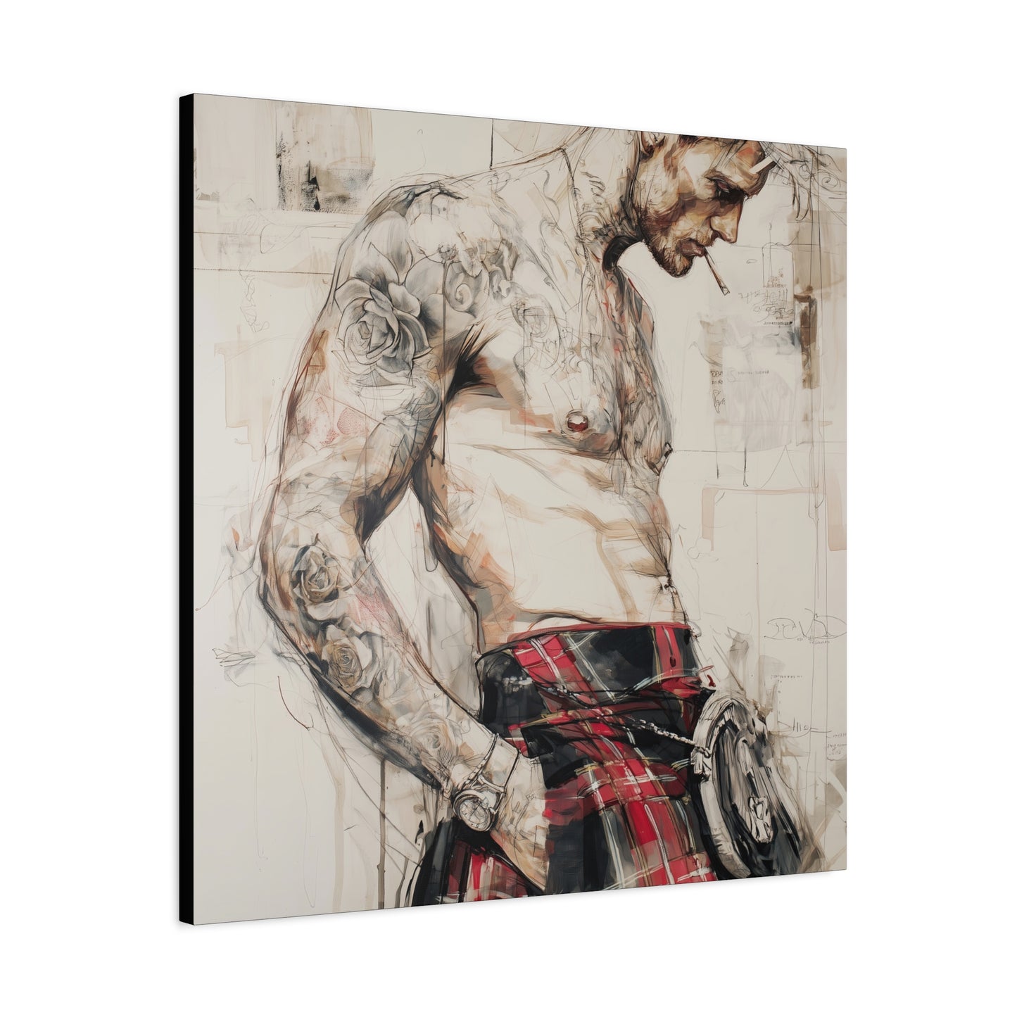 Gallery Wrapped Canvas, Kilts and Carnage Art Canvas, Erotic Pinup Art Canvas – Keir
