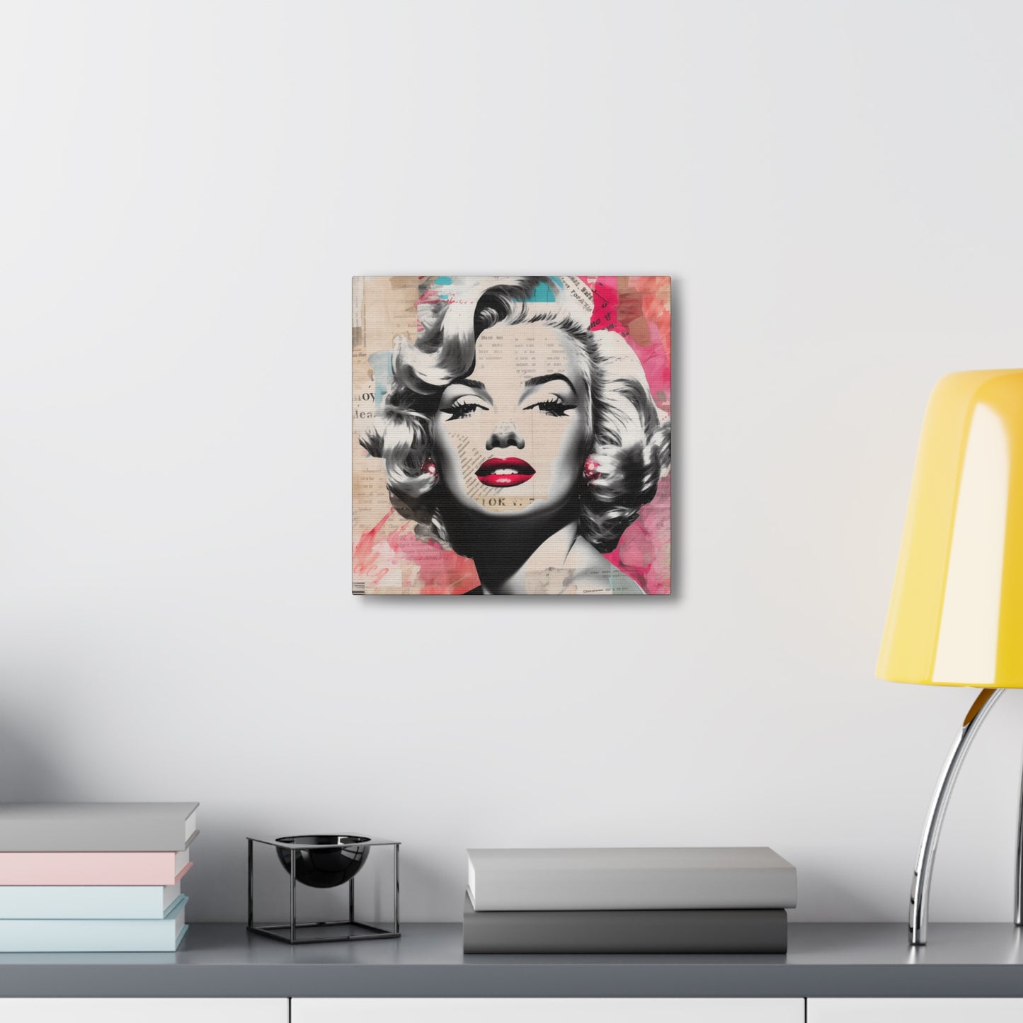 Canvas Wall Art, Gallery Wrapped Pop Art, Celebrity Wall Art – Marilyn Monroe - Newsprint