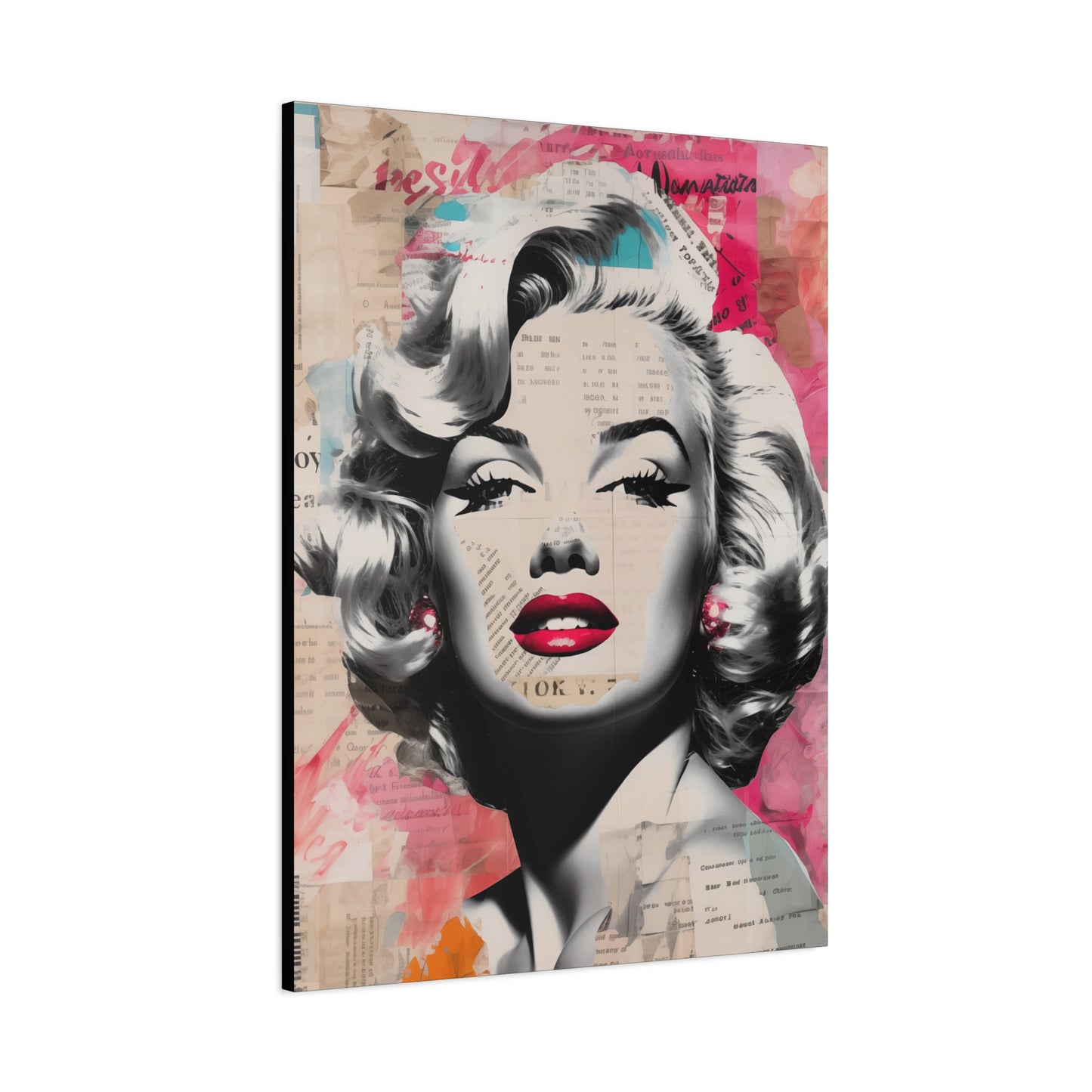 Canvas Wall Art, Gallery Wrapped Pop Art, Celebrity Wall Art – Marilyn Monroe - Newsprint
