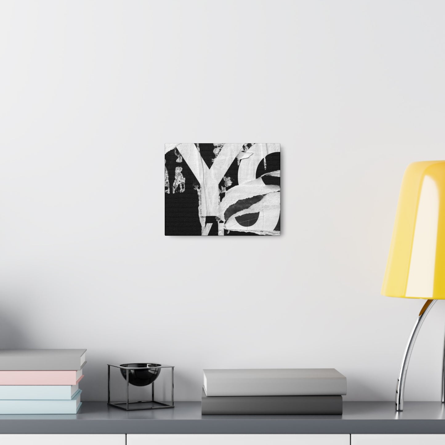 Canvas Wall Art, Gallery Wrapped Urban Street Art, Abstract Torn Poster Street Art - Black and White YO