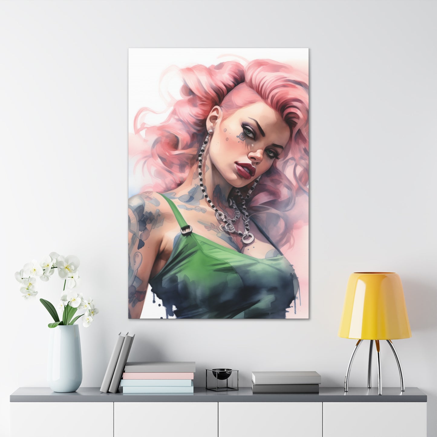 Gallery Wrapped Canvas, Edgy Tattooed Beauty, Urban Pop Art Canvas – Colette
