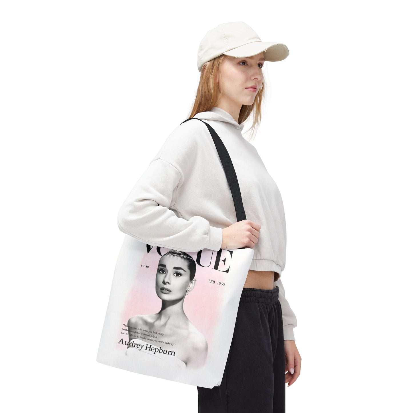 Audrey Hepburn Vogue Tote Bag - Fashion Canvas Tote Bag - Custom Designer Inspired Tote