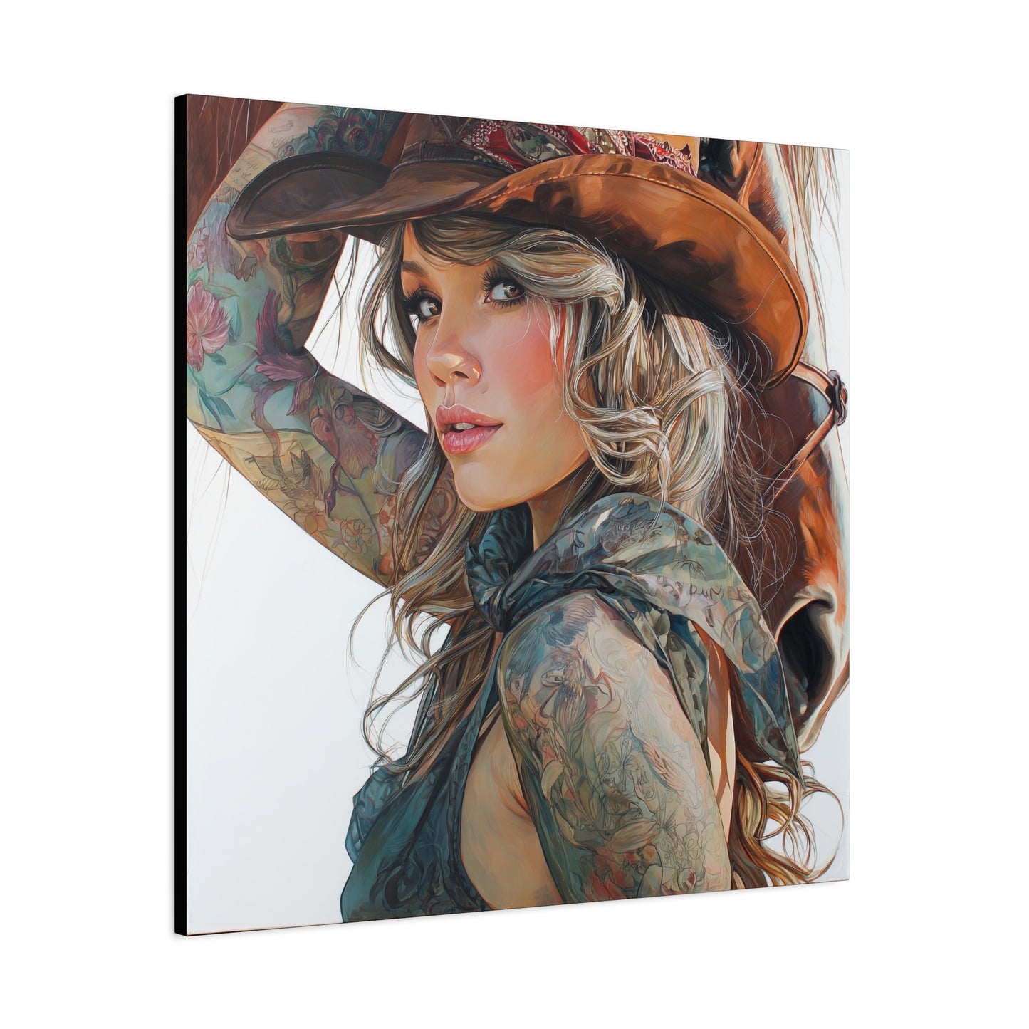 Gallery Wrapped Canvas, Wranglers and Wreckage Art Canvas, Erotic Pinup Art Canvas – Millie