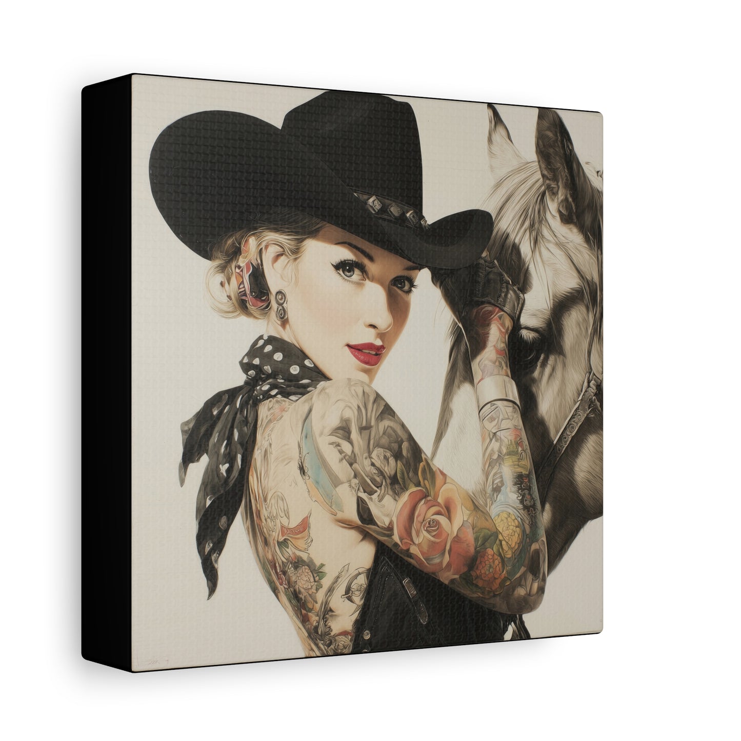 Gallery Wrapped Canvas, Wranglers and Wreckage Art Canvas, Erotic Pinup Art Canvas – Dottie