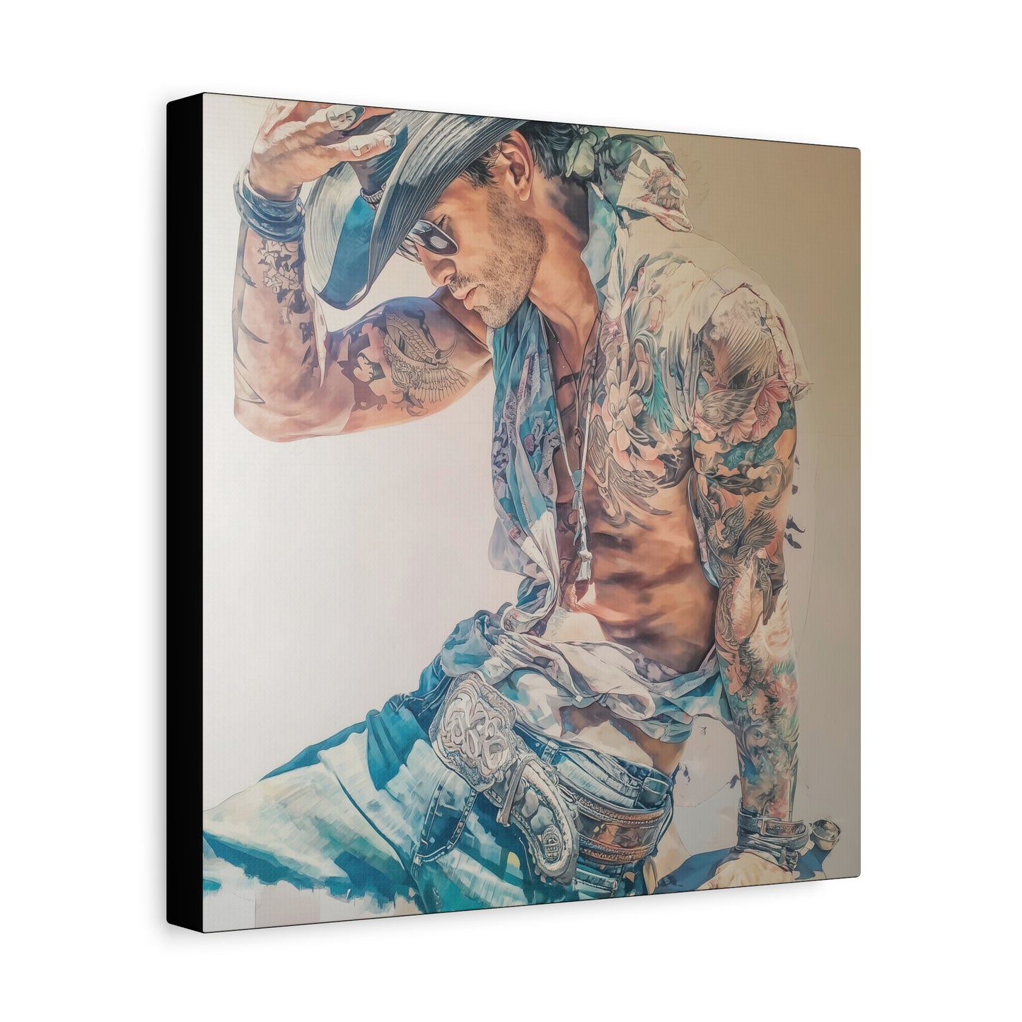 Gallery Wrapped Canvas, Wranglers and Wreckage Art Canvas, Erotic Pinup Art Canvas – Beau