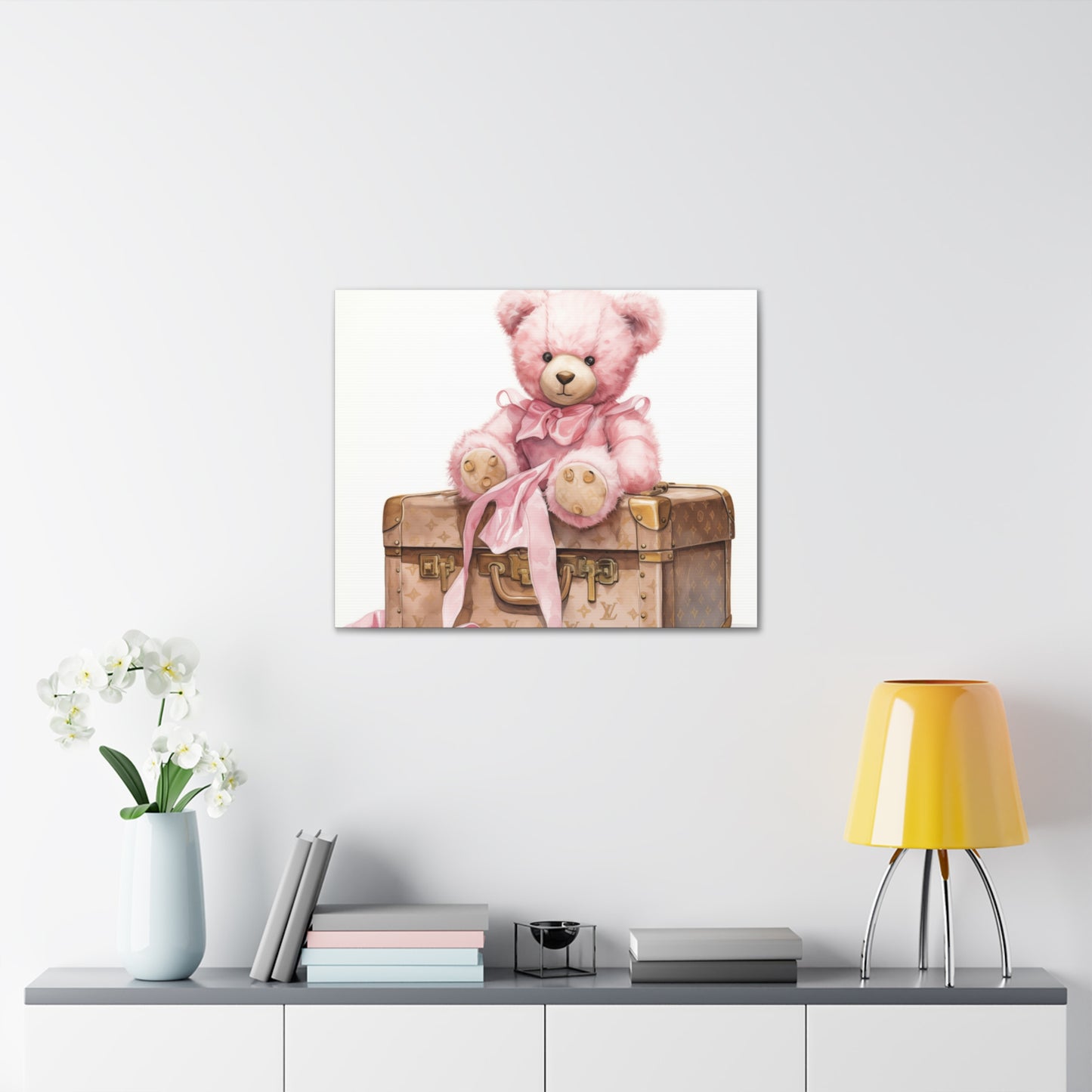 Canvas Gallery Wrap - LV Bear Wall Art - Gold Buttons