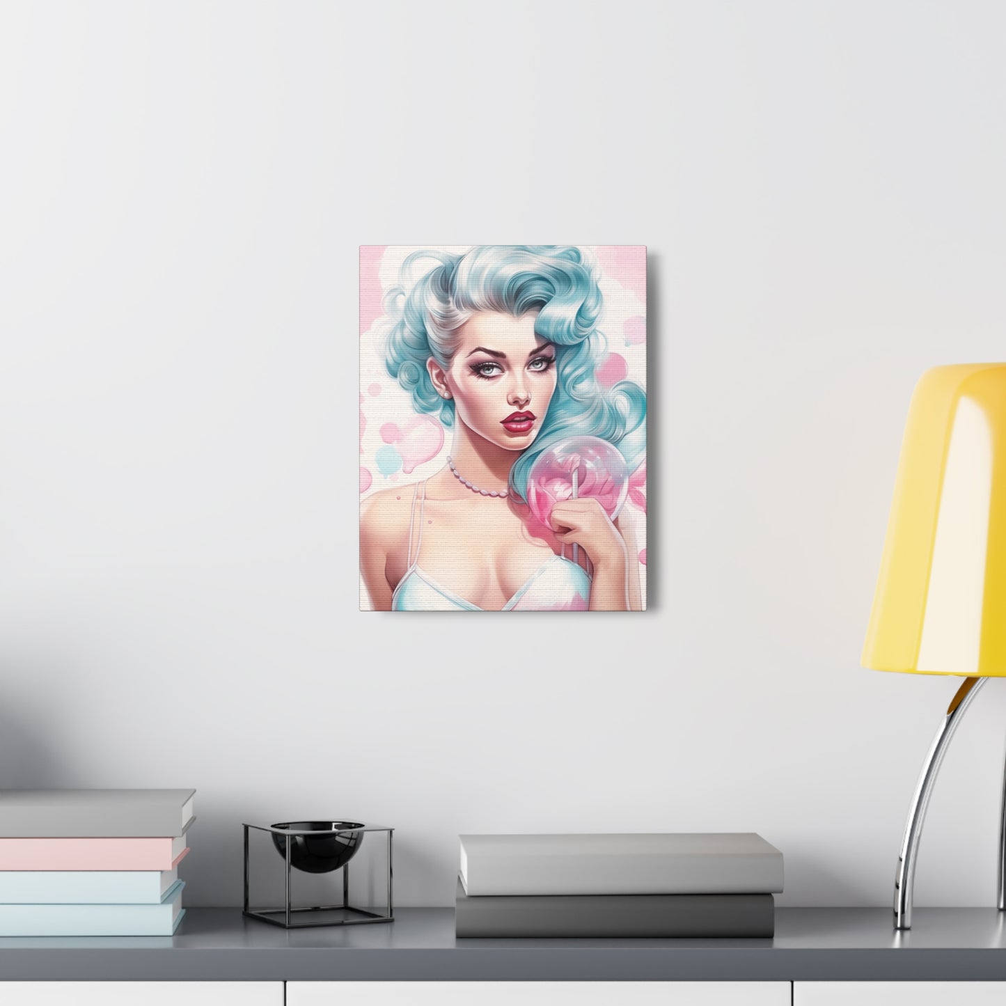 Canvas Gallery Wrapped High-Fashion Wall Art, Stylish Decor, Retro Femme Doll Pop Art – Tessa
