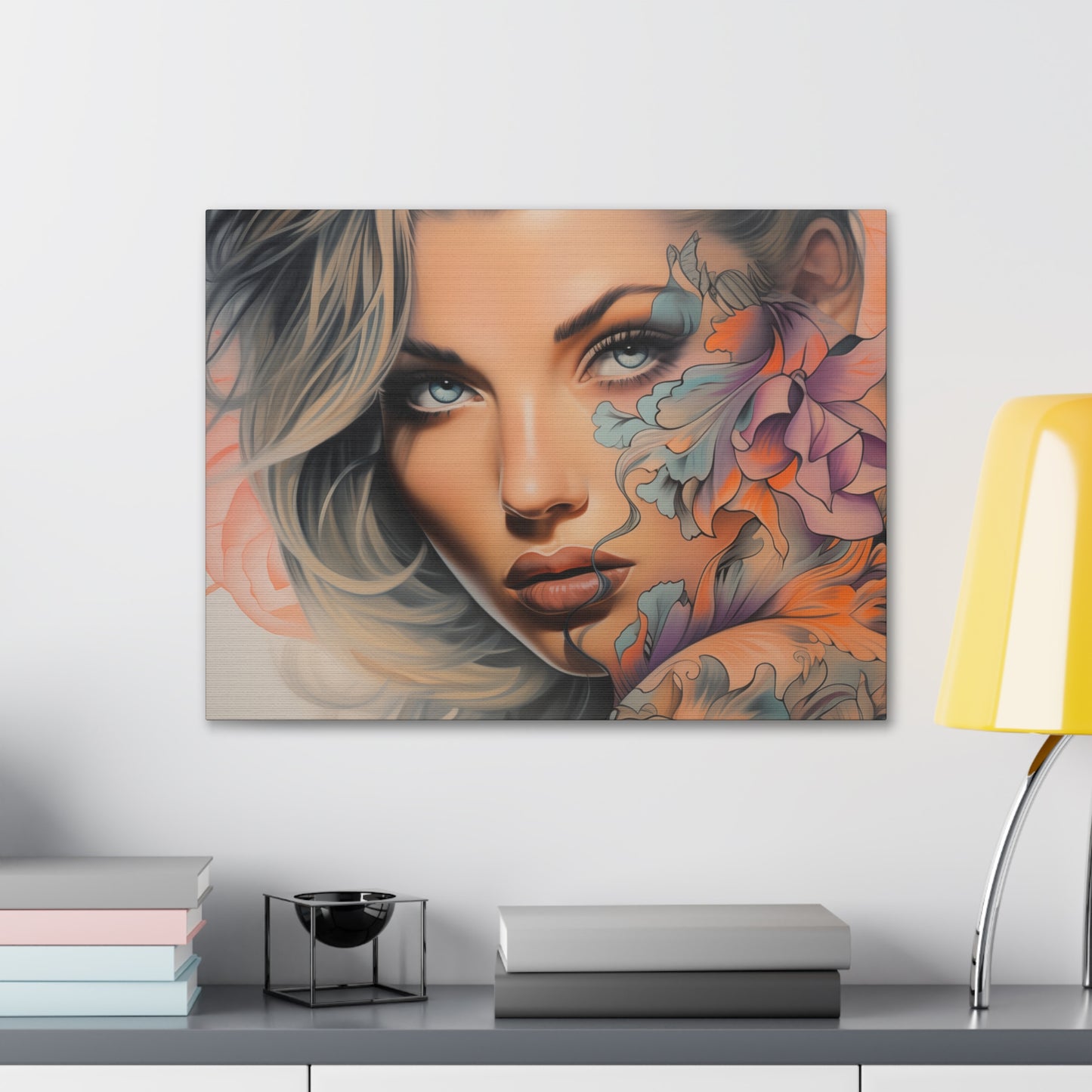 Gallery Wrapped Canvas, Edgy Tattooed Beauty, Urban Pop Art Canvas – Bella