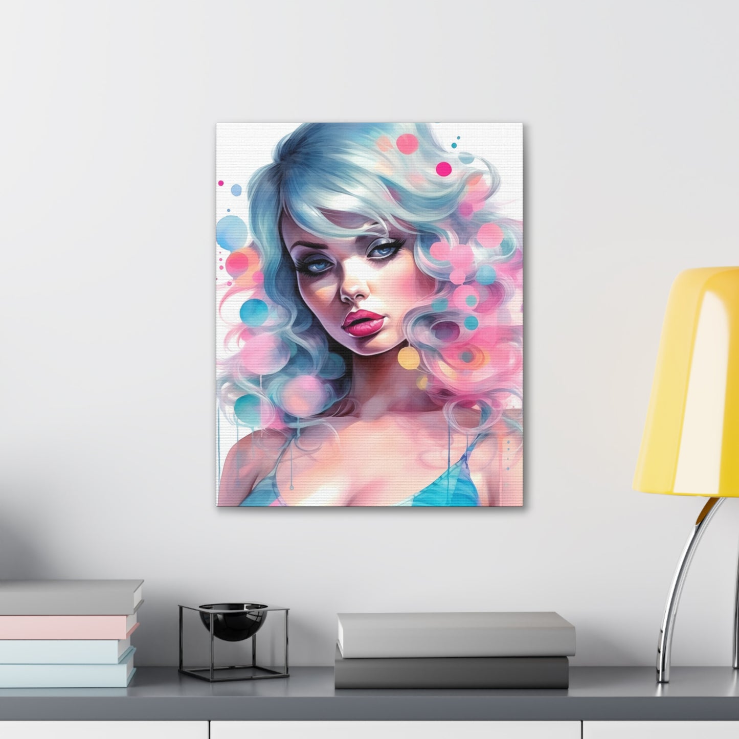 Canvas Gallery Wrapped High-Fashion Wall Art, Stylish Decor, Retro Femme Doll Pop Art – Sylvie