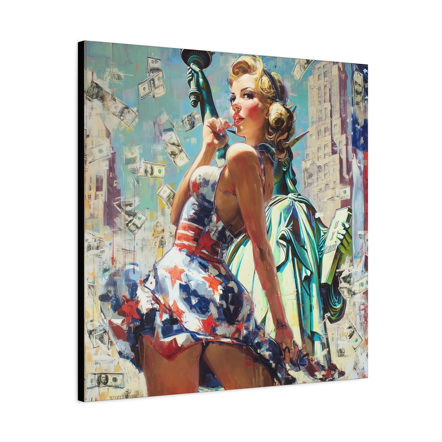 Gallery Wrapped Canvas, American Nonsense Art Canvas, Political Pinup Art Canvas – Bonnie