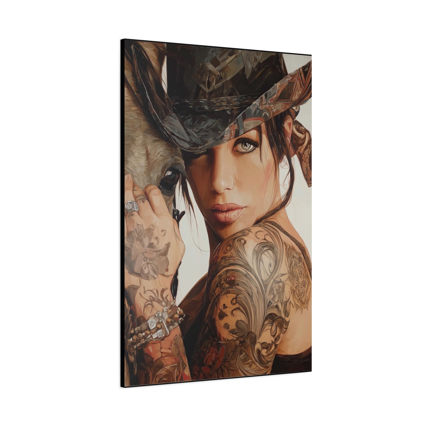 Gallery Wrapped Canvas, Wranglers and Wreckage Art Canvas, Erotic Pinup Art Canvas – Georgia
