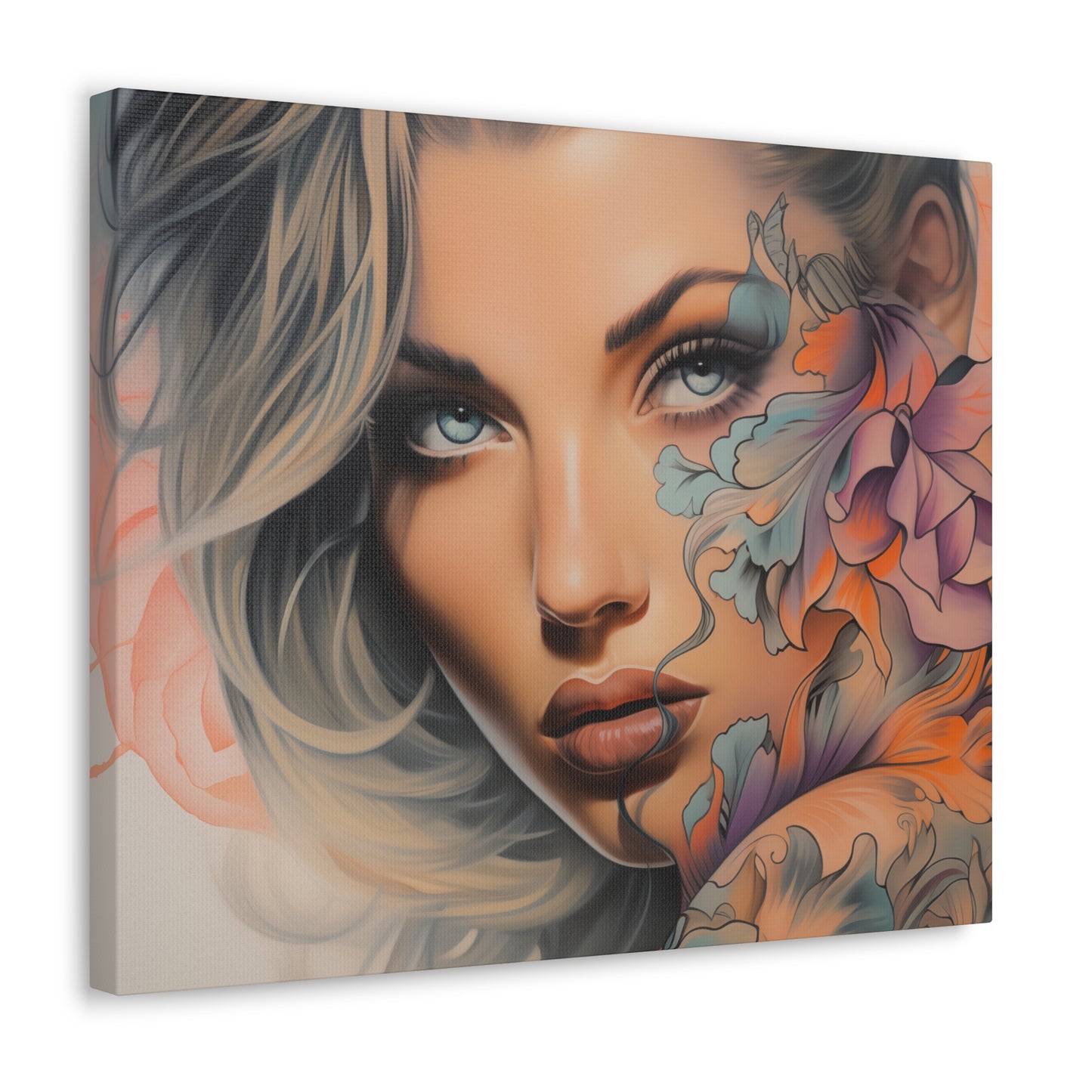 Gallery Wrapped Canvas, Edgy Tattooed Beauty, Urban Pop Art Canvas – Bella
