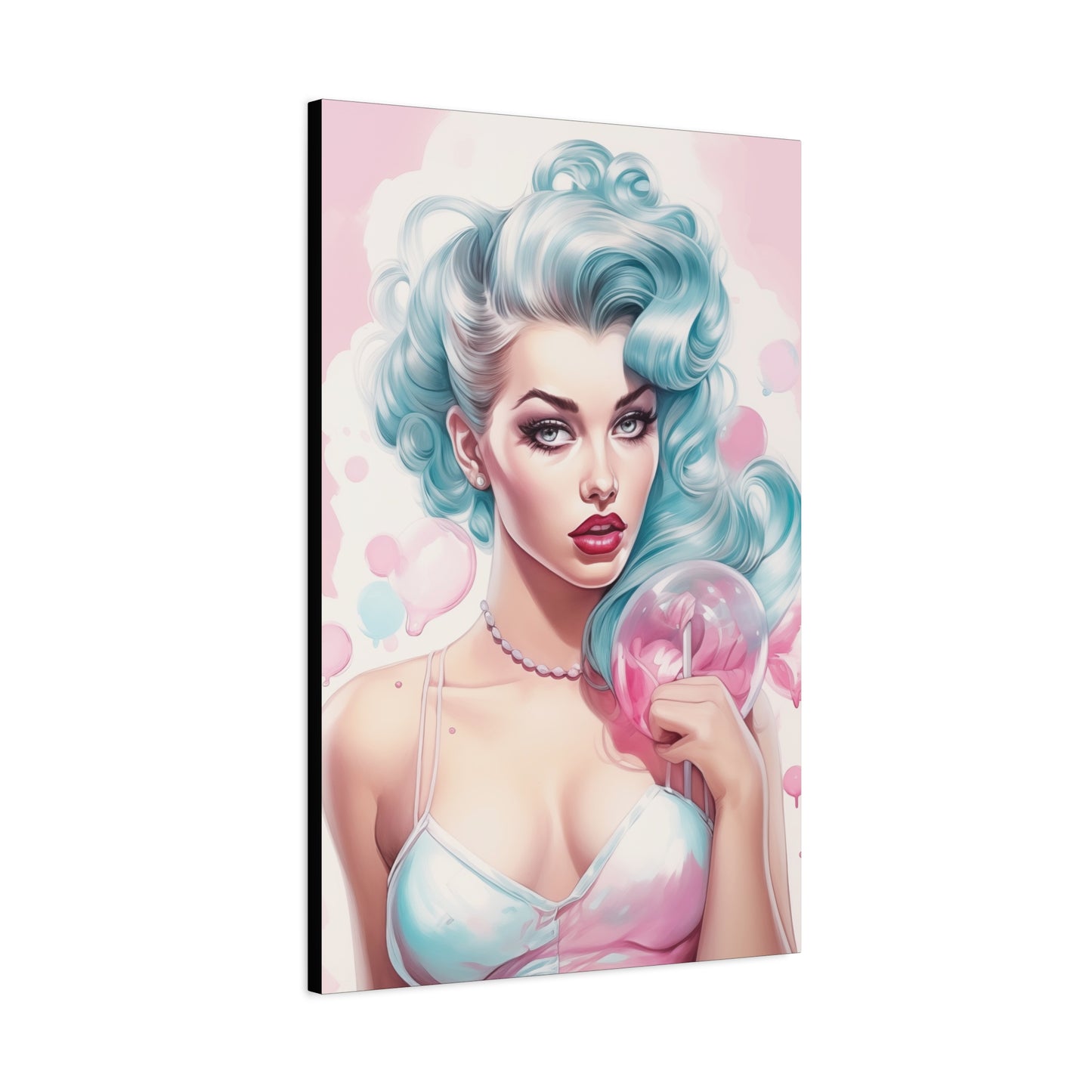 Canvas Gallery Wrapped High-Fashion Wall Art, Stylish Decor, Retro Femme Doll Pop Art – Tessa
