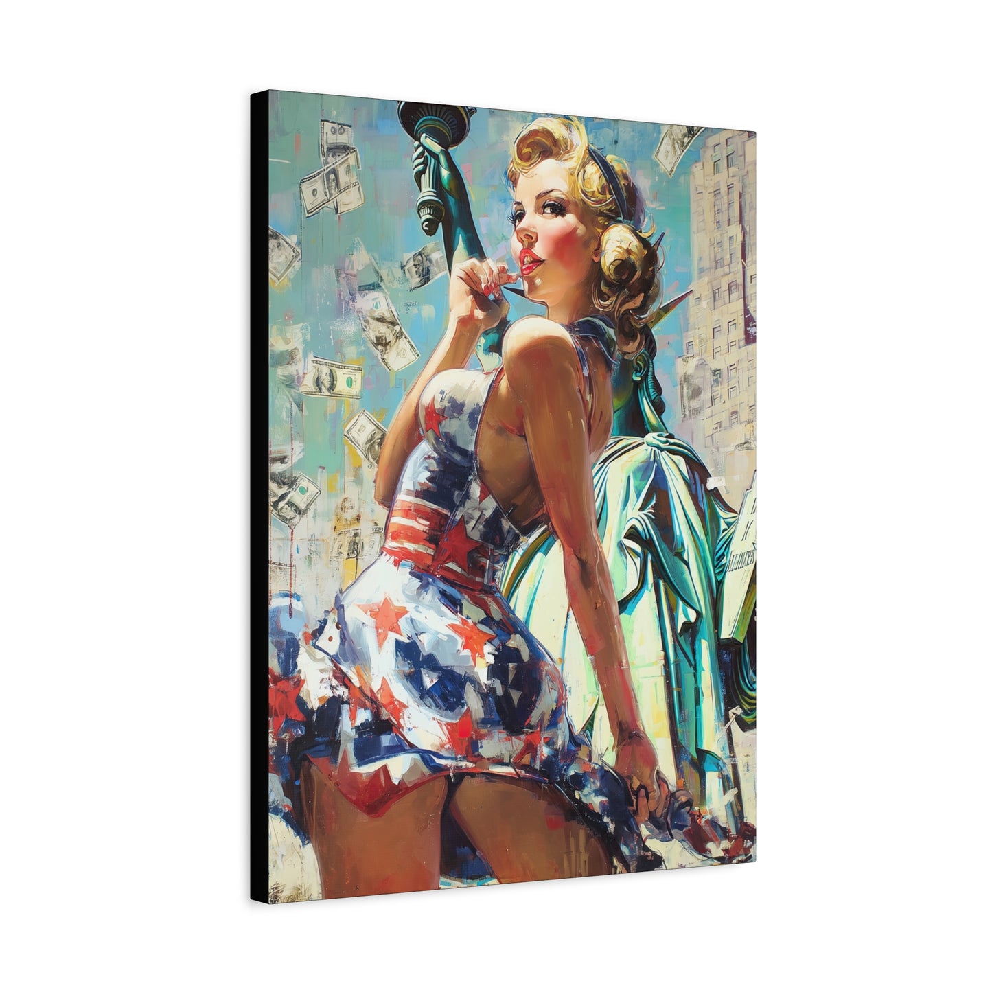 Gallery Wrapped Canvas, American Nonsense Art Canvas, Political Pinup Art Canvas – Bonnie