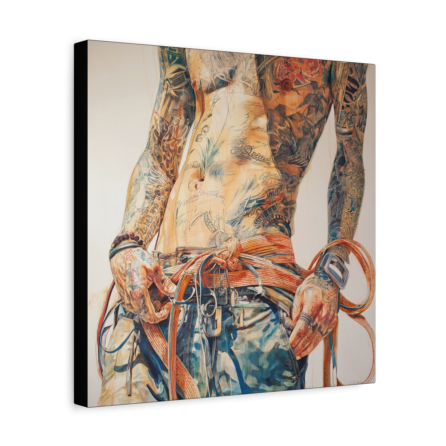 Gallery Wrapped Canvas, Ropes and Reverence Art Canvas, Erotic Shibari Art Canvas – Leif