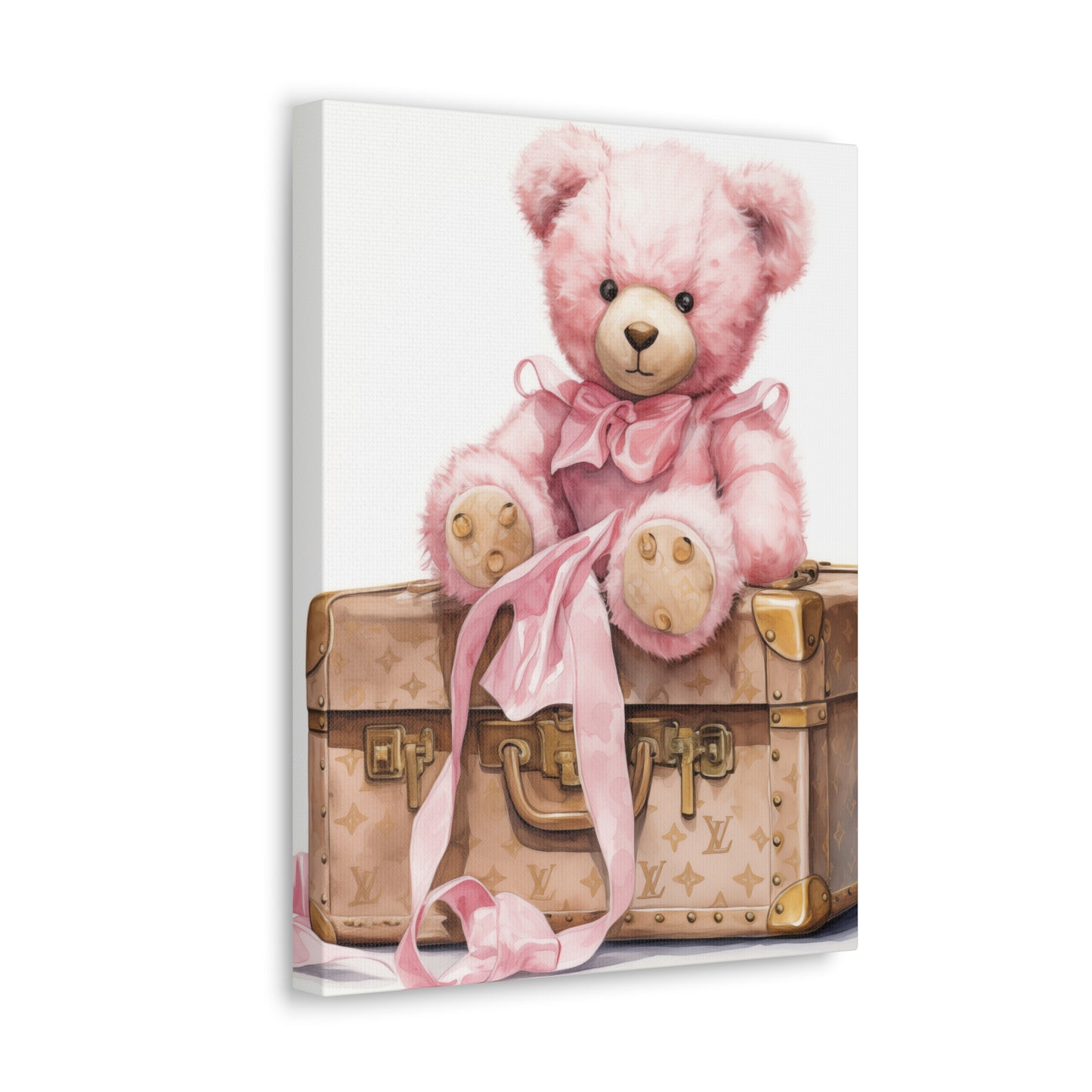 Canvas Gallery Wrap - LV Bear Wall Art - Gold Buttons