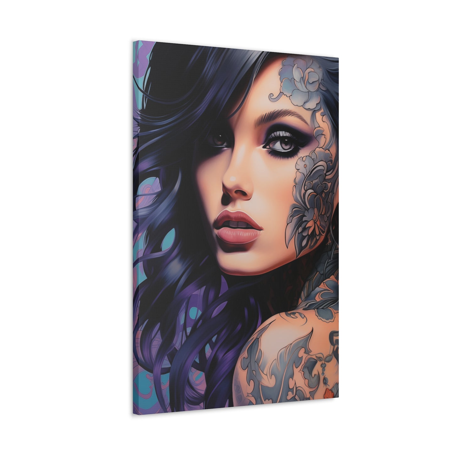 Gallery Wrapped Canvas, Edgy Tattooed Beauty, Urban Pop Art Canvas – Dominique