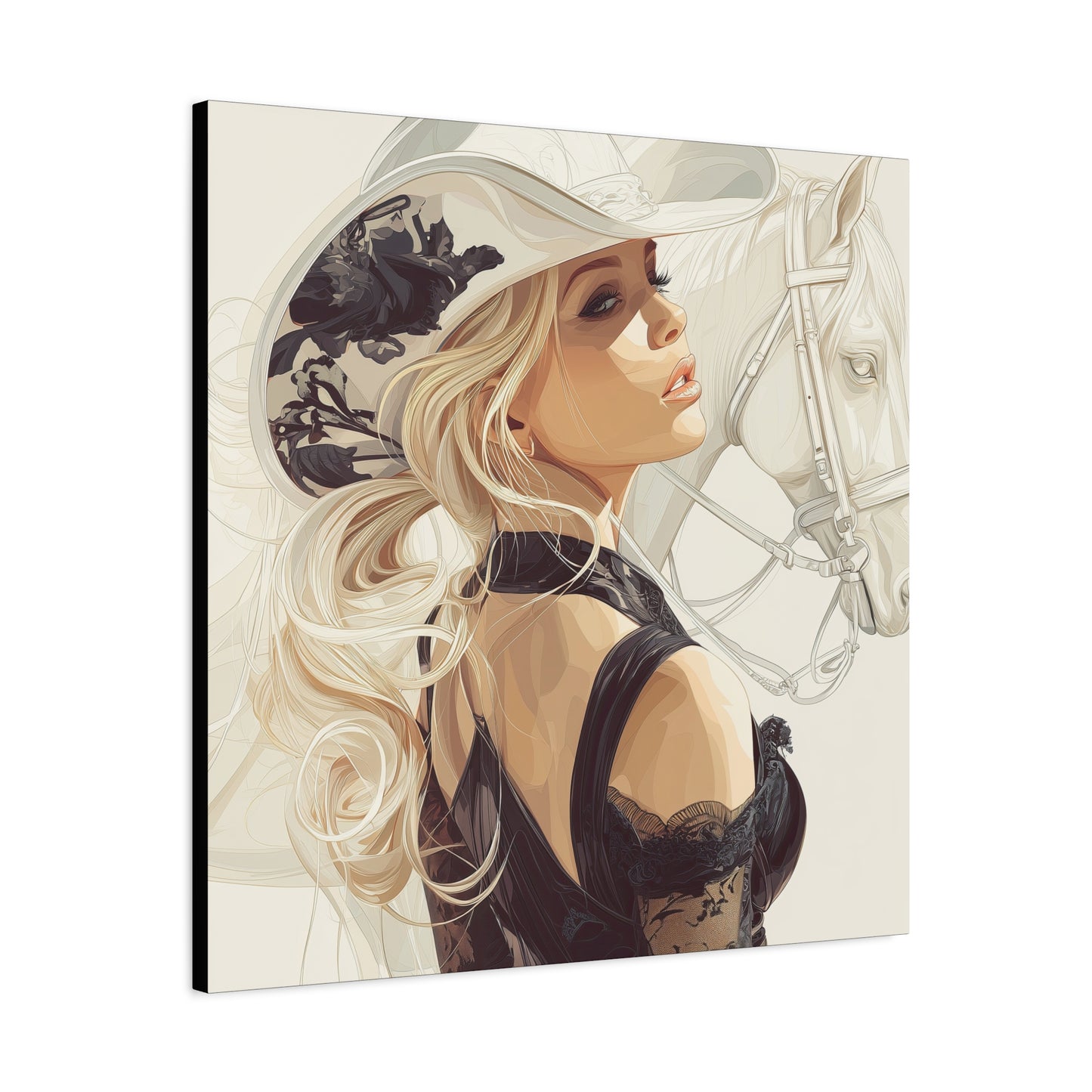 Gallery Wrapped Canvas, Wranglers and Wreckage Art Canvas, Erotic Pinup Art Canvas – Maisie