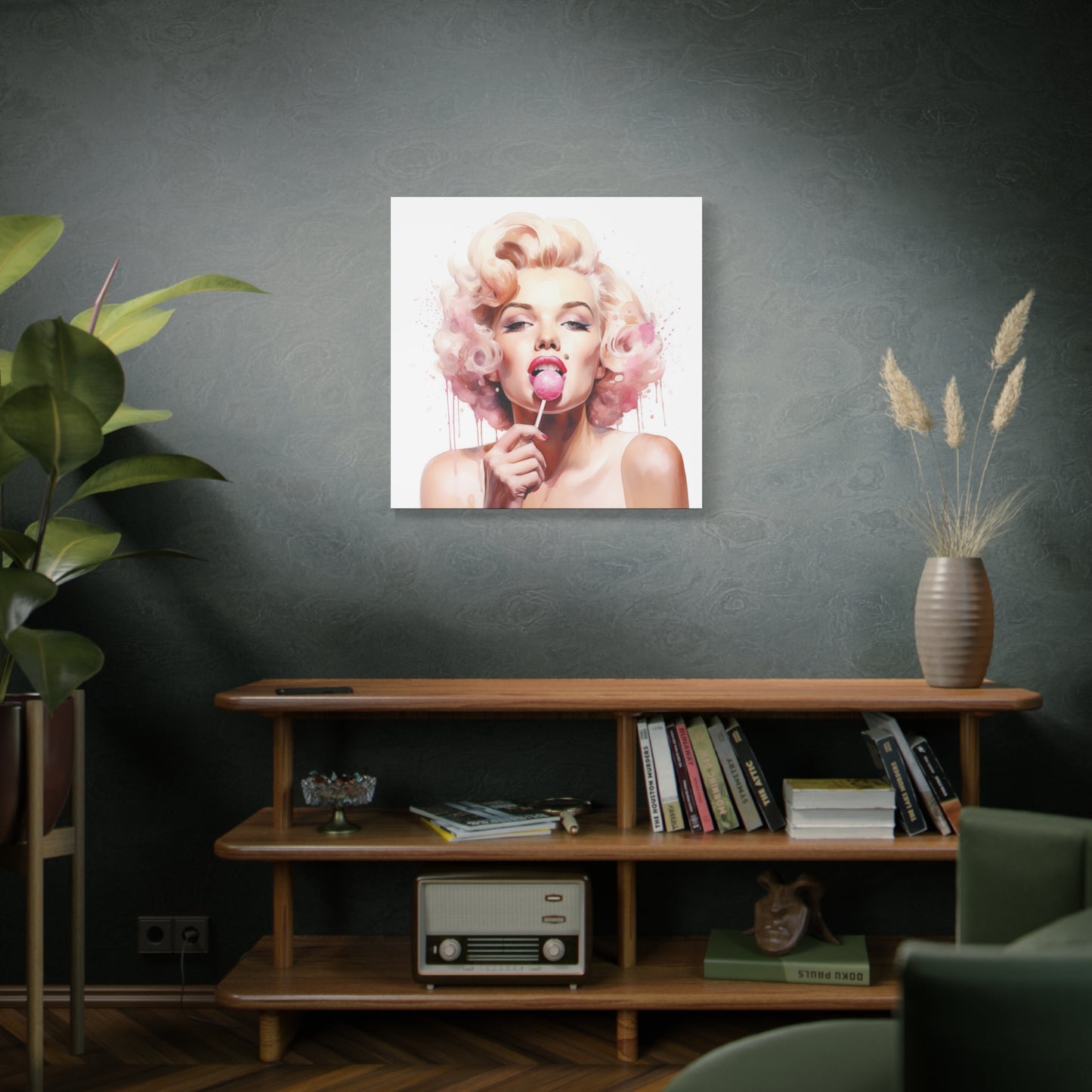 Canvas Wall Art, Gallery Wrapped Pop Art, Celebrity Wall Art – Marilyn Monroe - Lollipop