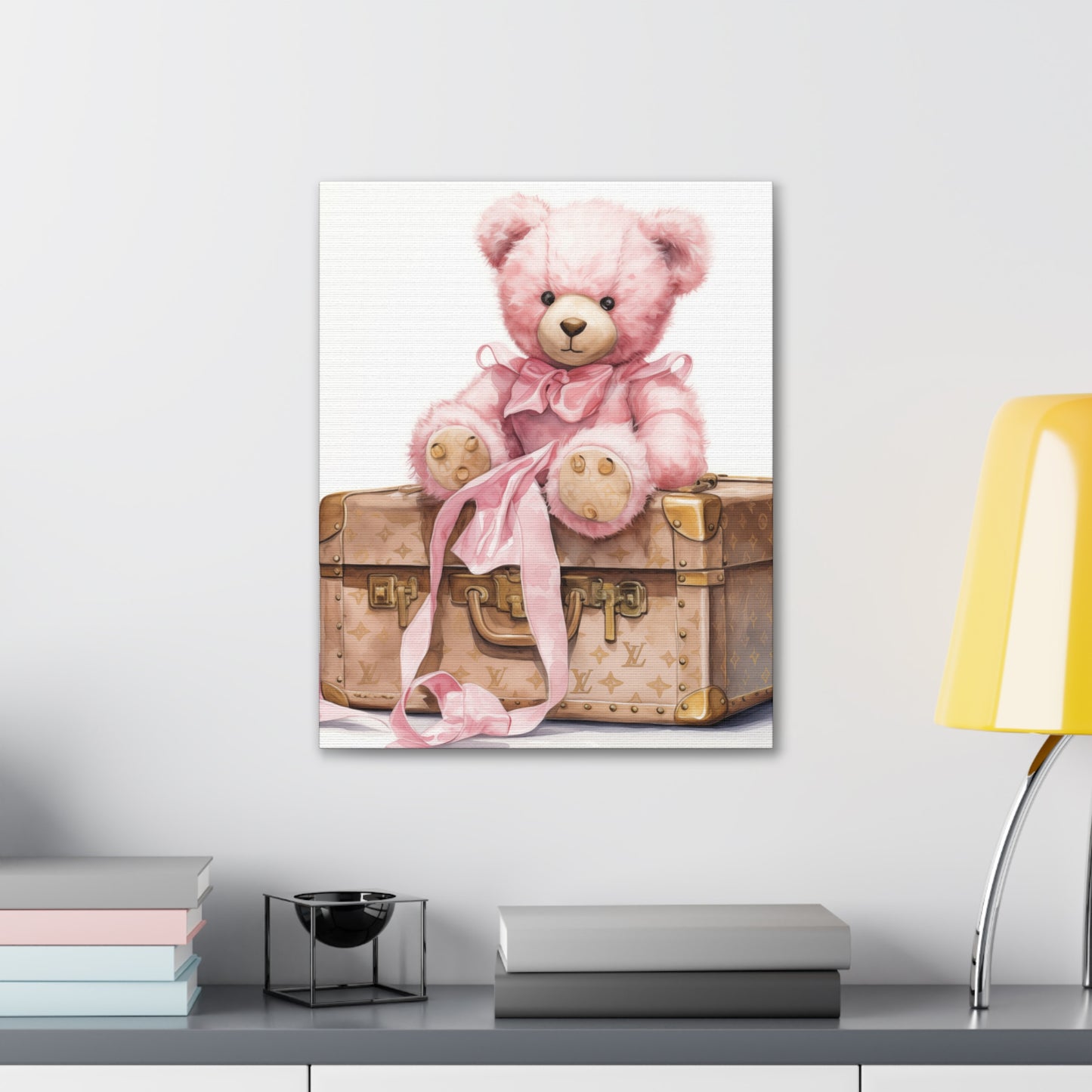 Canvas Gallery Wrap - LV Bear Wall Art - Gold Buttons