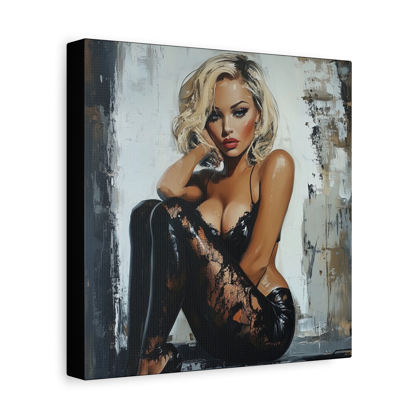 Gallery Wrapped Canvas, Guilt and Grit Adult Art Canvas, Erotic Pinup Art Canvas – Dasha