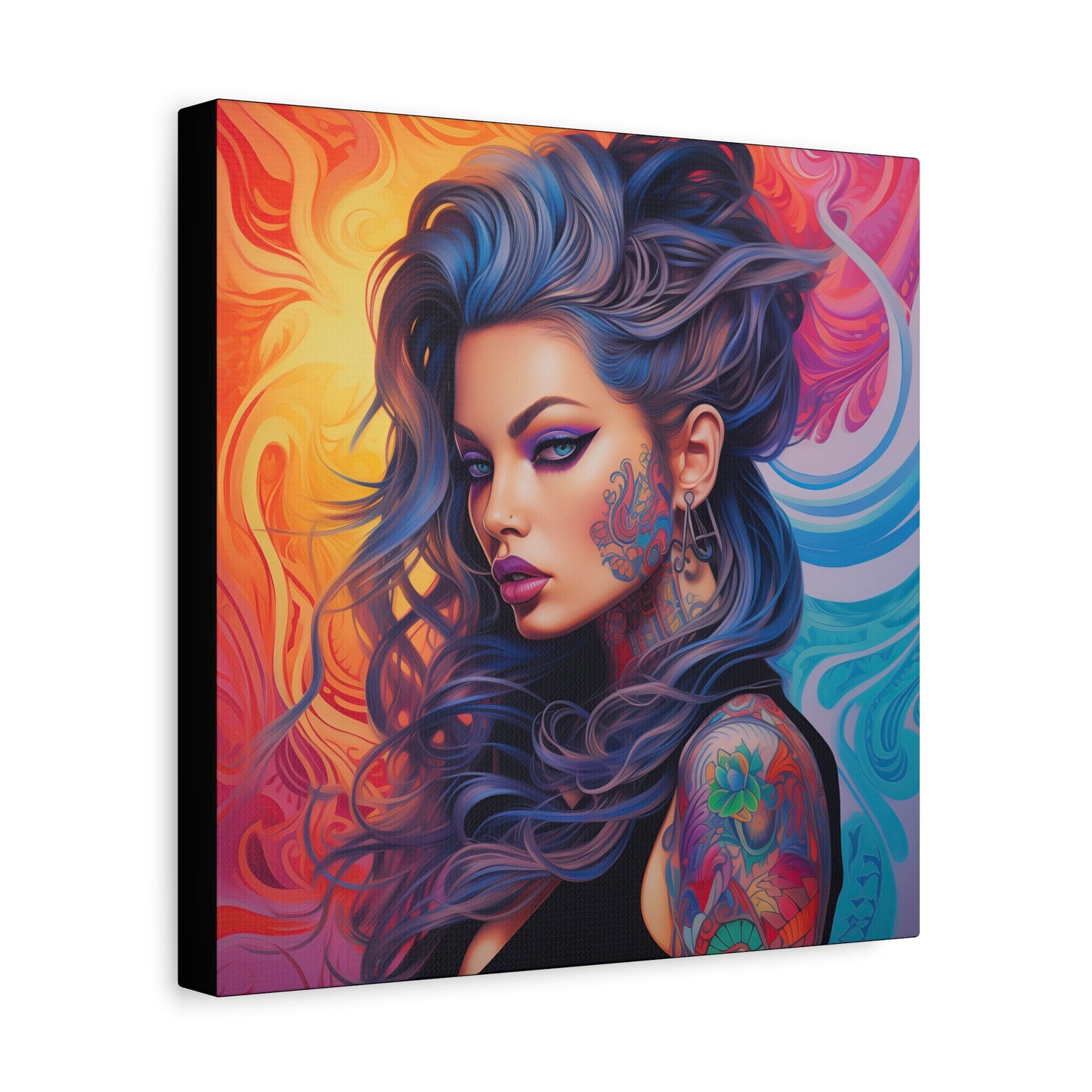 Gallery Wrapped Canvas, Edgy Tattooed Beauty, Urban Pop Art Canvas – Faye