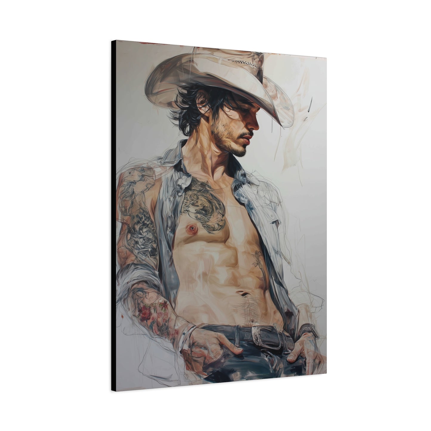 Gallery Wrapped Canvas, Wranglers and Wreckage Art Canvas, Erotic Pinup Art Canvas – Sawyer