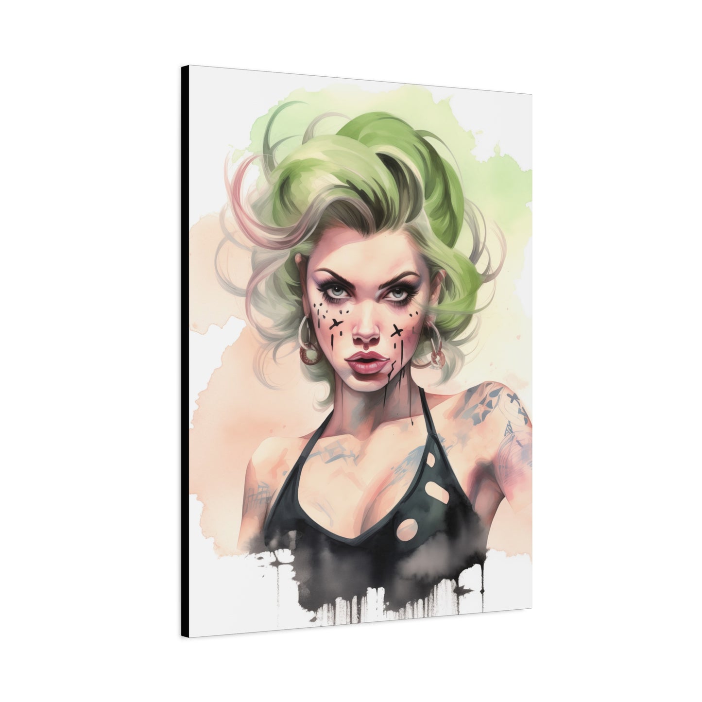 Gallery Wrapped Canvas, Edgy Tattooed Beauty, Urban Pop Art Canvas – Ivy