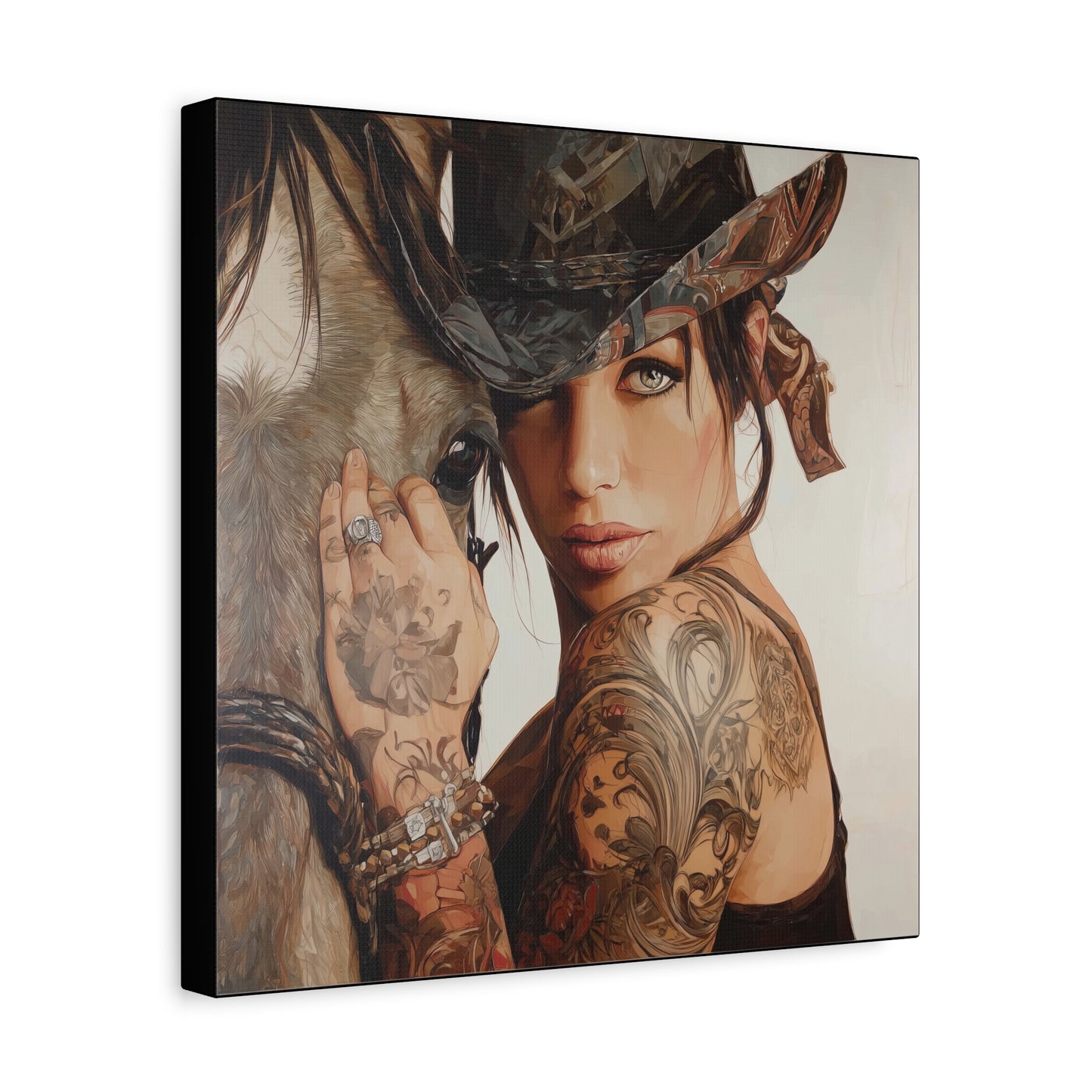 Gallery Wrapped Canvas, Wranglers and Wreckage Art Canvas, Erotic Pinup Art Canvas – Georgia