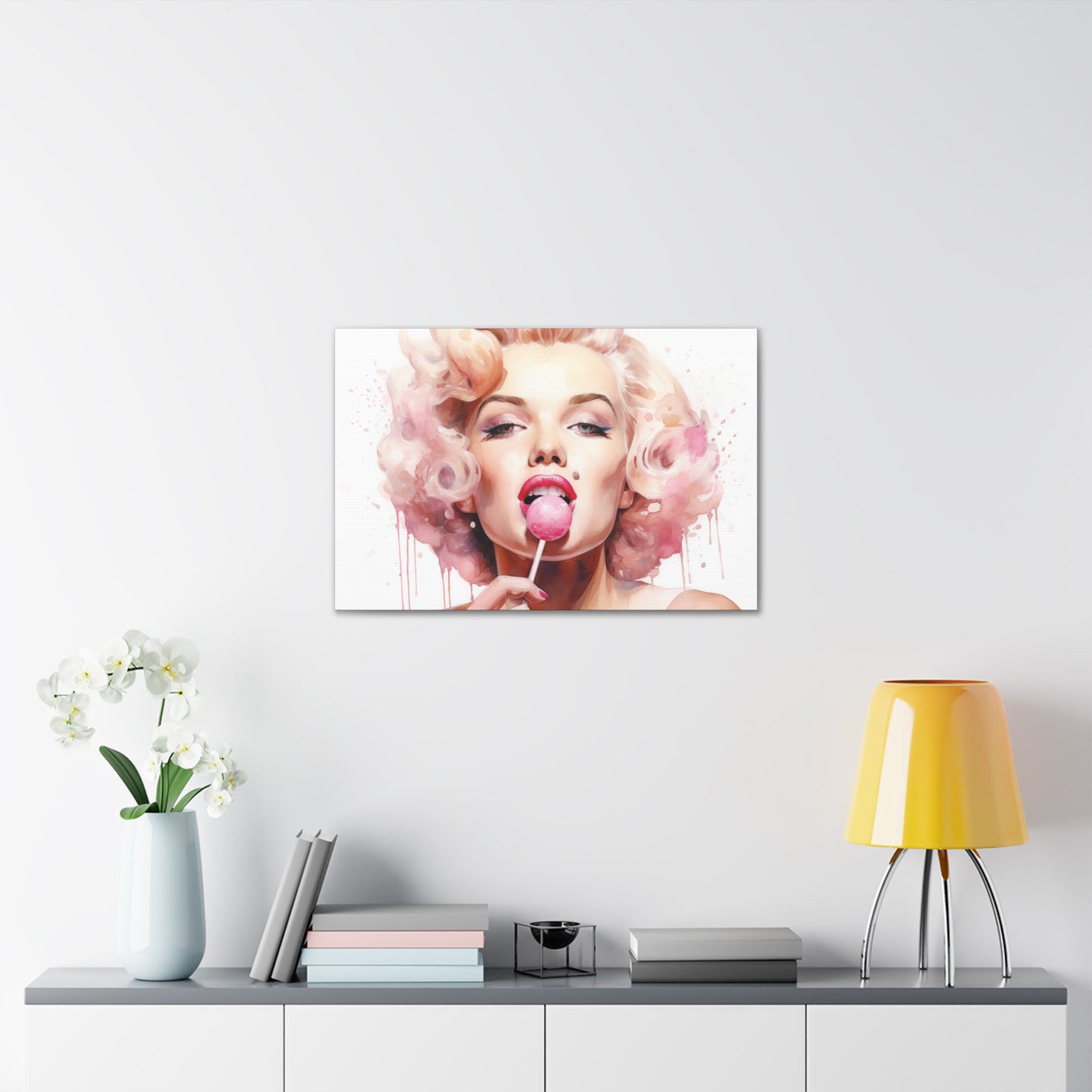 Canvas Wall Art, Gallery Wrapped Pop Art, Celebrity Wall Art – Marilyn Monroe - Lollipop