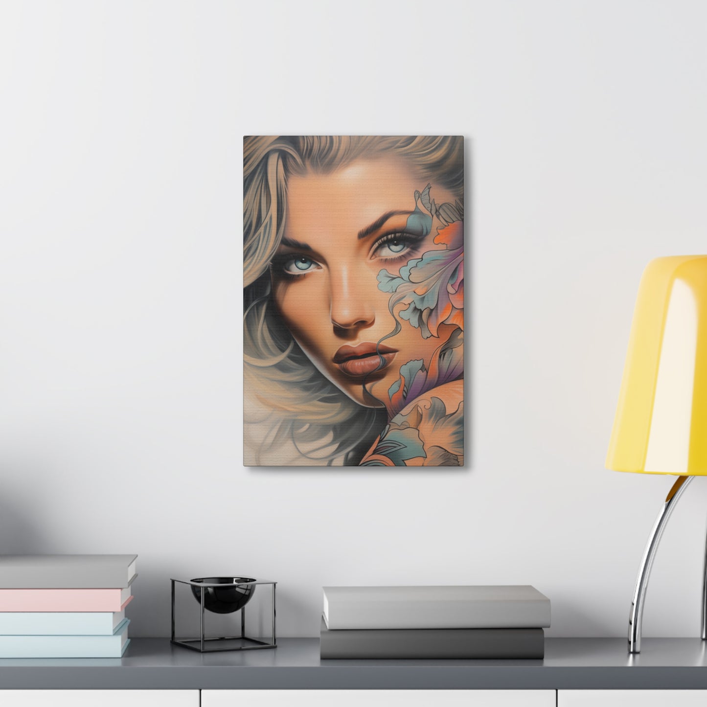 Gallery Wrapped Canvas, Edgy Tattooed Beauty, Urban Pop Art Canvas – Bella