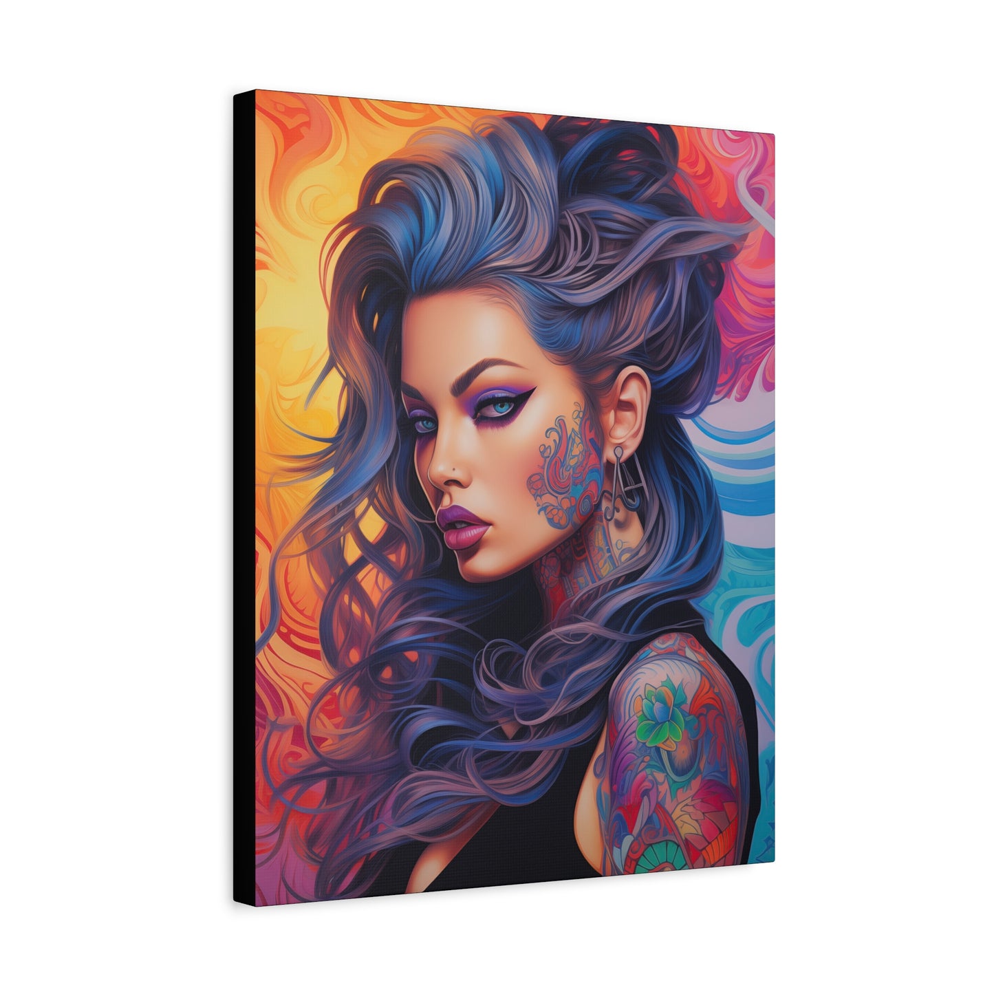Gallery Wrapped Canvas, Edgy Tattooed Beauty, Urban Pop Art Canvas – Faye