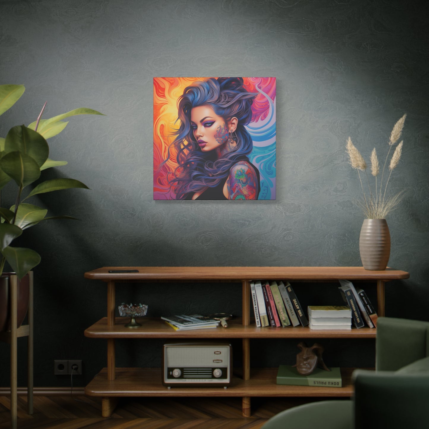 Gallery Wrapped Canvas, Edgy Tattooed Beauty, Urban Pop Art Canvas – Faye