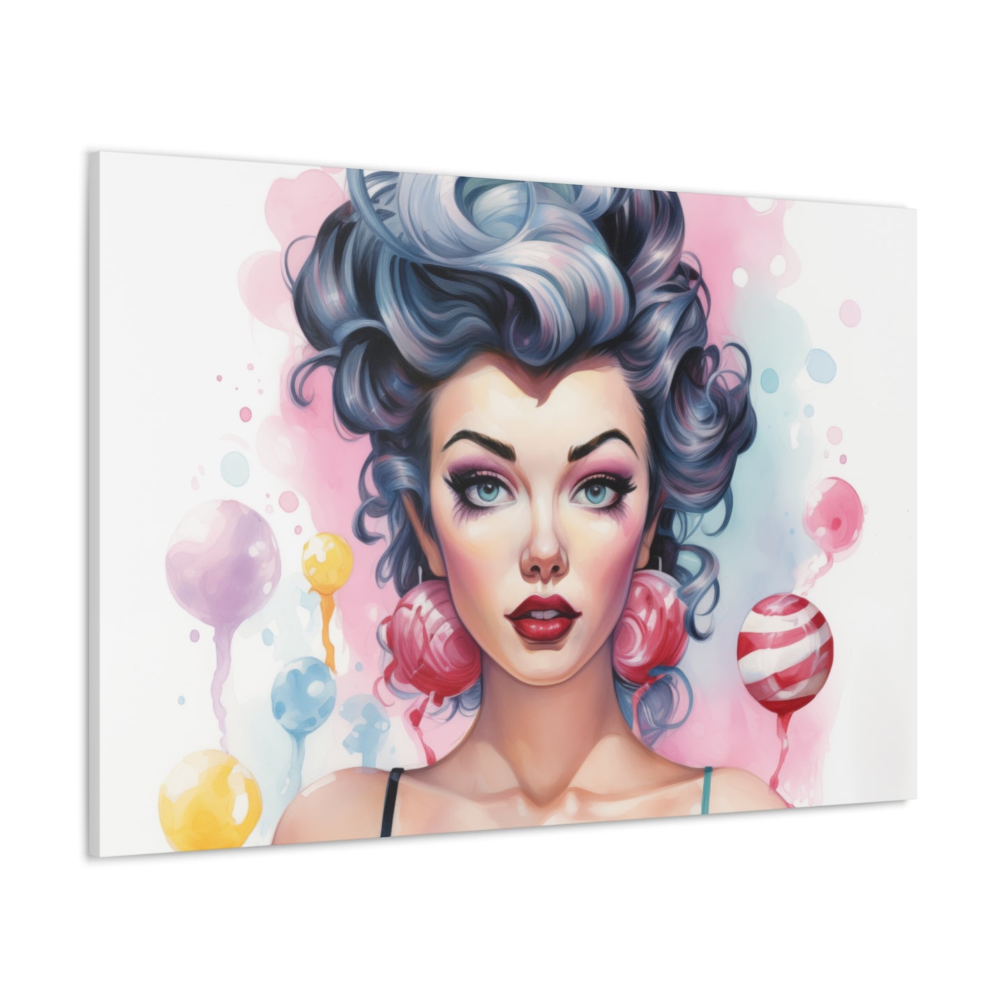 Canvas Gallery Wrapped High-Fashion Wall Art, Stylish Decor, Retro Femme Doll Pop Art – Poppy