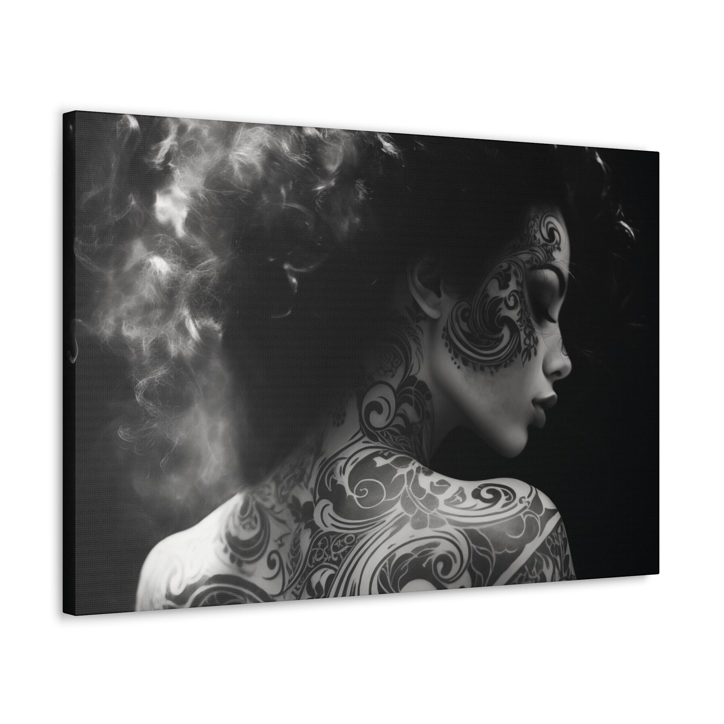 Canvas Gallery Wrap - Black and White Photography - Tattooed and Smoking Again