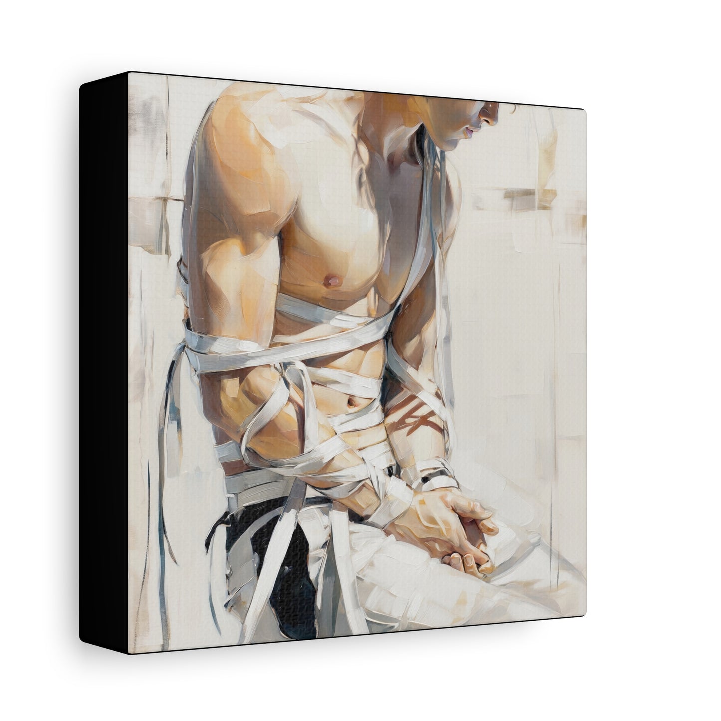 Gallery Wrapped Canvas, Ropes and Reverence Art Canvas, Erotic Shibari Art Canvas – Kenji