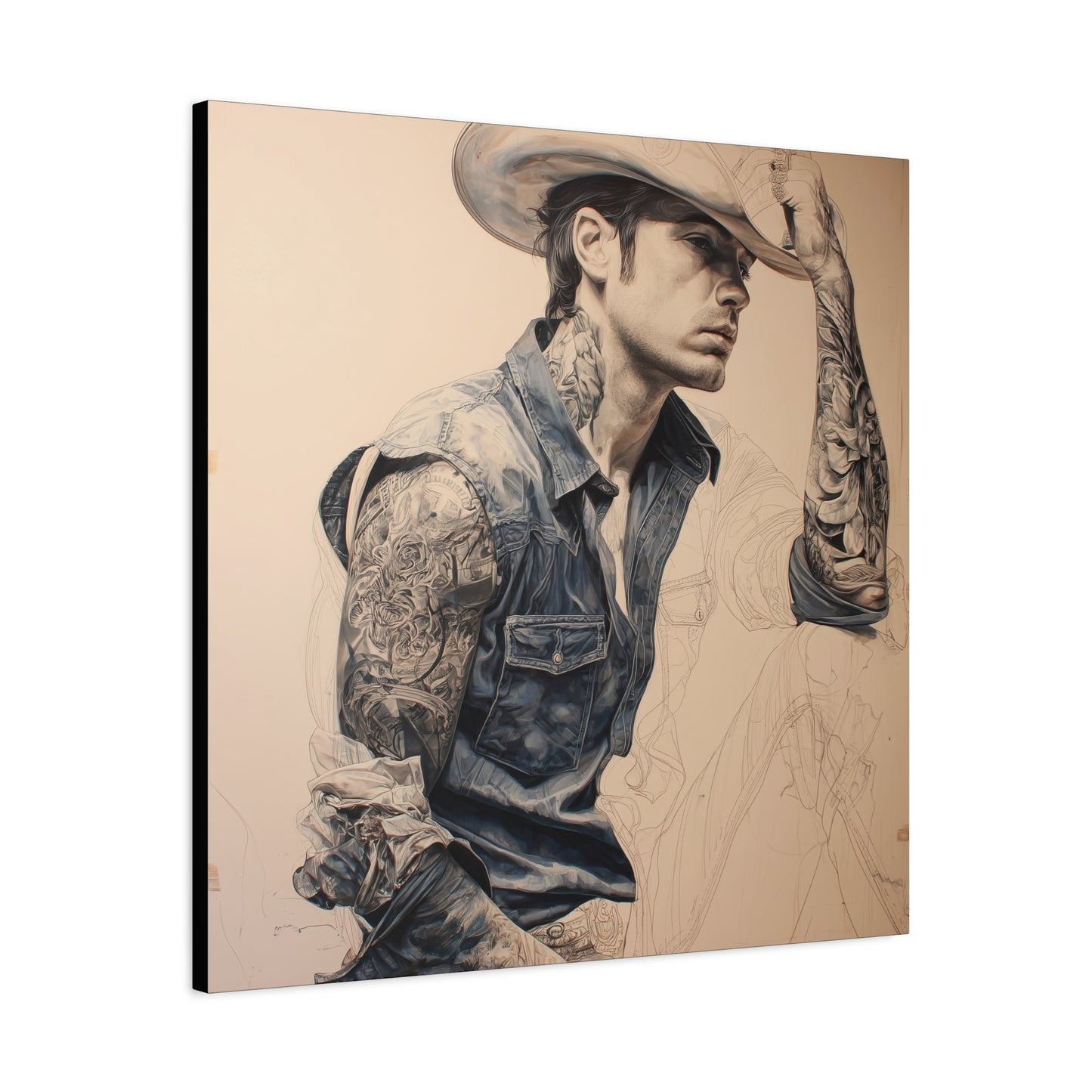 Gallery Wrapped Canvas, Wranglers and Wreckage Art Canvas, Erotic Pinup Art Canvas – Clay